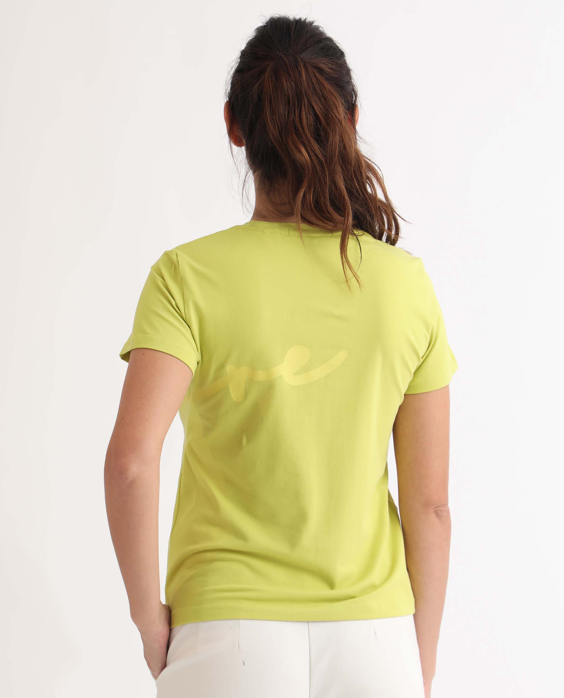Rareism Women Vivian Flouroscent Green Regular Fit Half Sleeves Solid Crew Neck T-Shirt