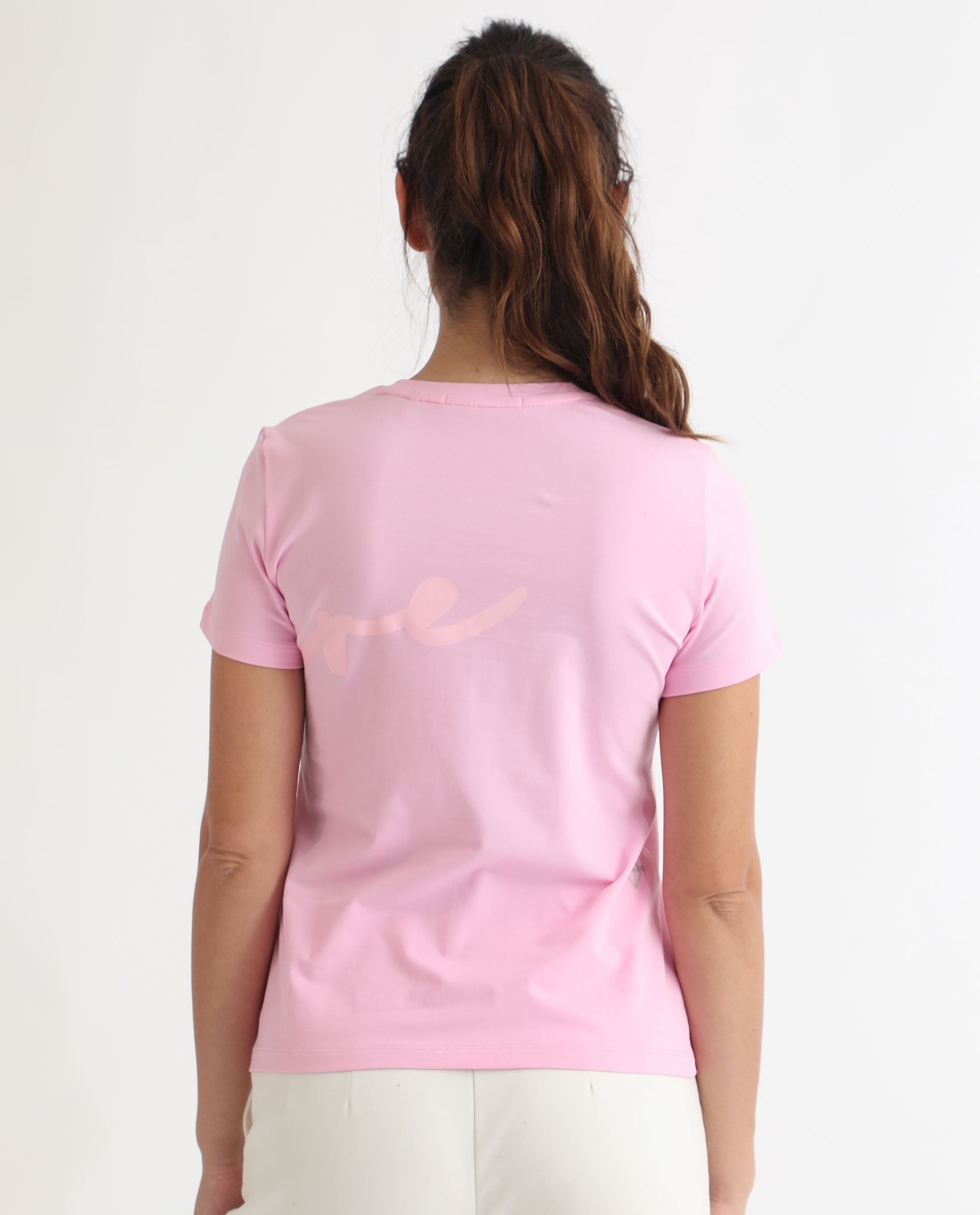 Rareism Women's Vivian Pink Cotton Crew Neck Graphic Print Regular Fit T-Shirt