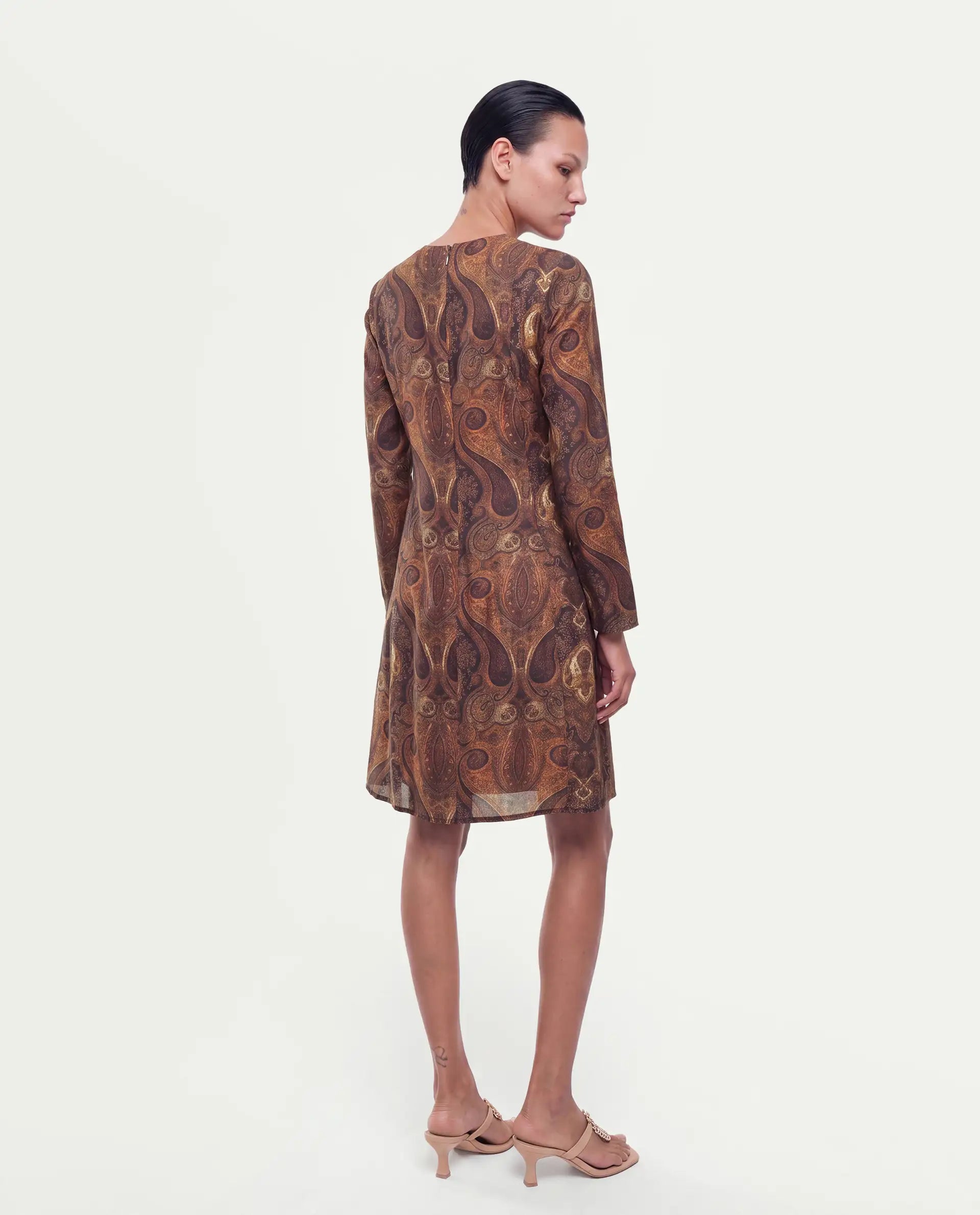 Rareism Women's Xystus Multi Viscose Blend Crew Neck Shift Paisley Dress