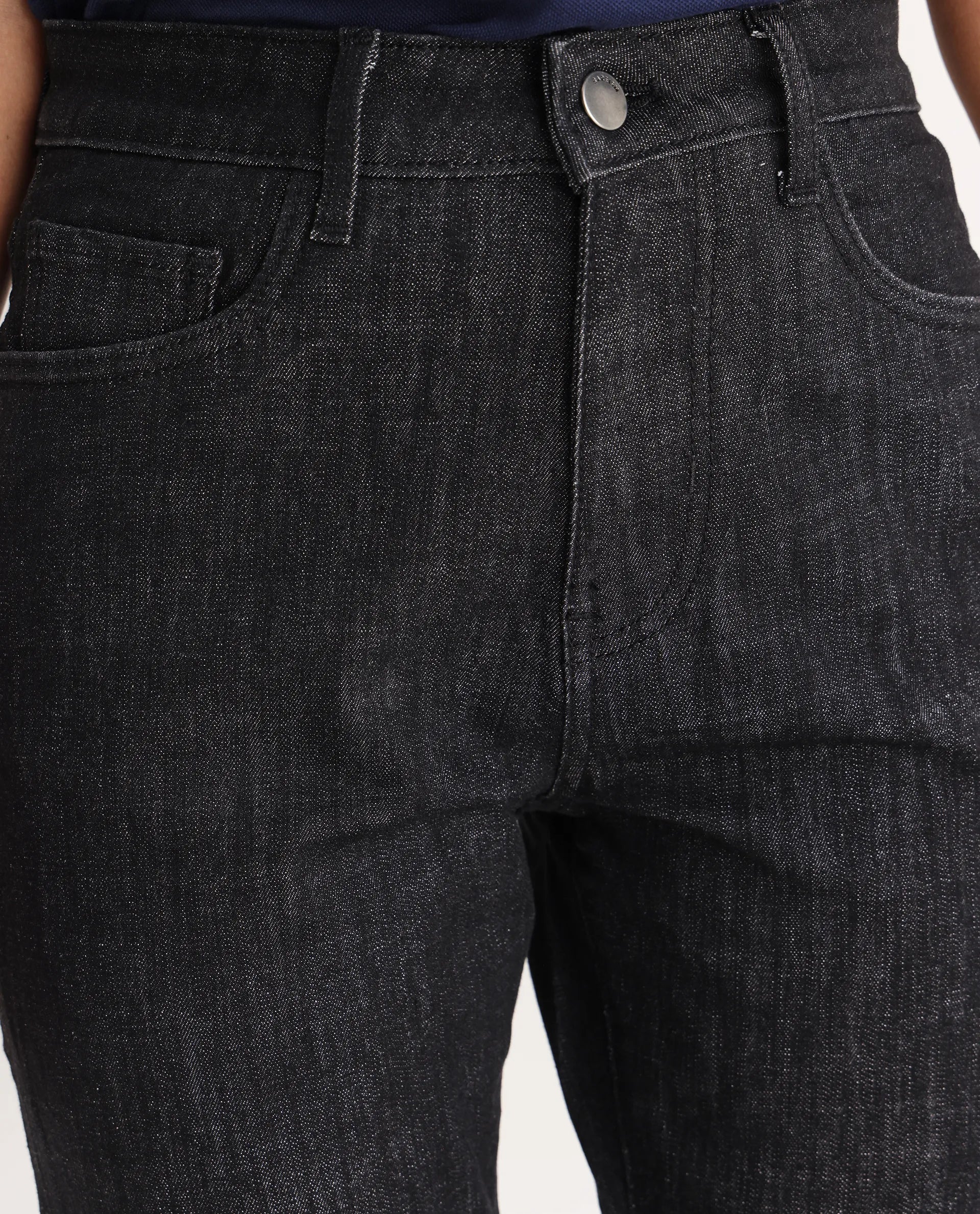 Rareism Women's Zaisho Black Cotton Blend Plain Ankle Length Sleek Skinny Fit Jeans