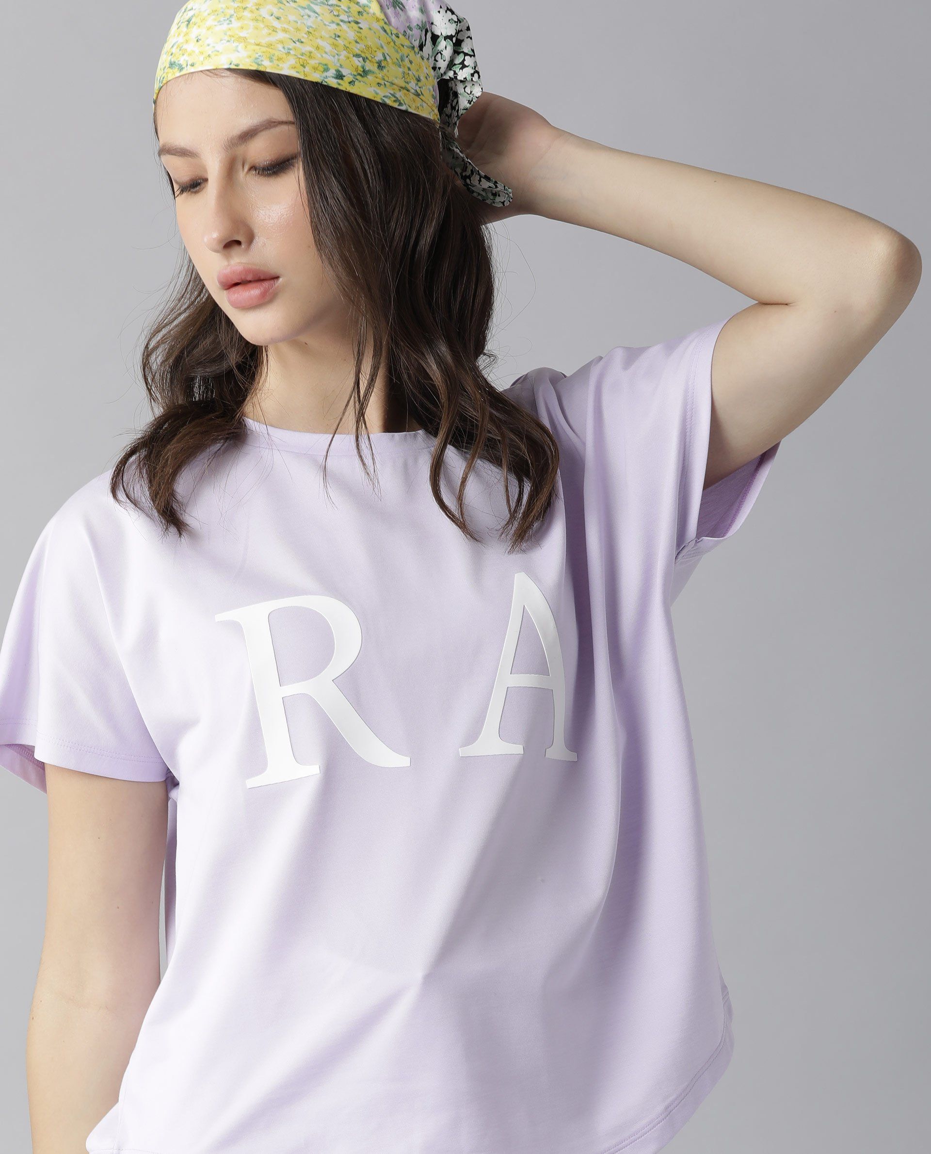 Rareism Women Zeg Light Purple Cotton Fabric Regular Fit Half Sleeves Graphic Print Crew Neck T-Shirt