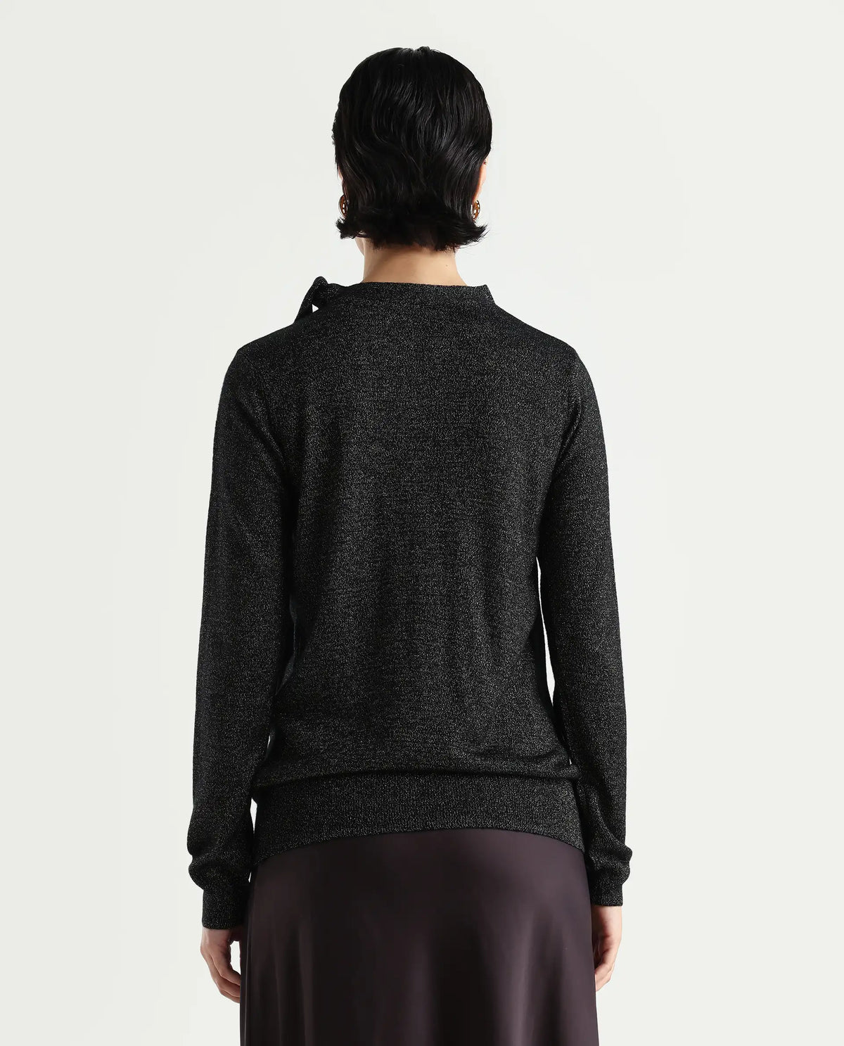 Rareism Women's Zener Black Acrylic High Neck Plain Regular Fit Sweater