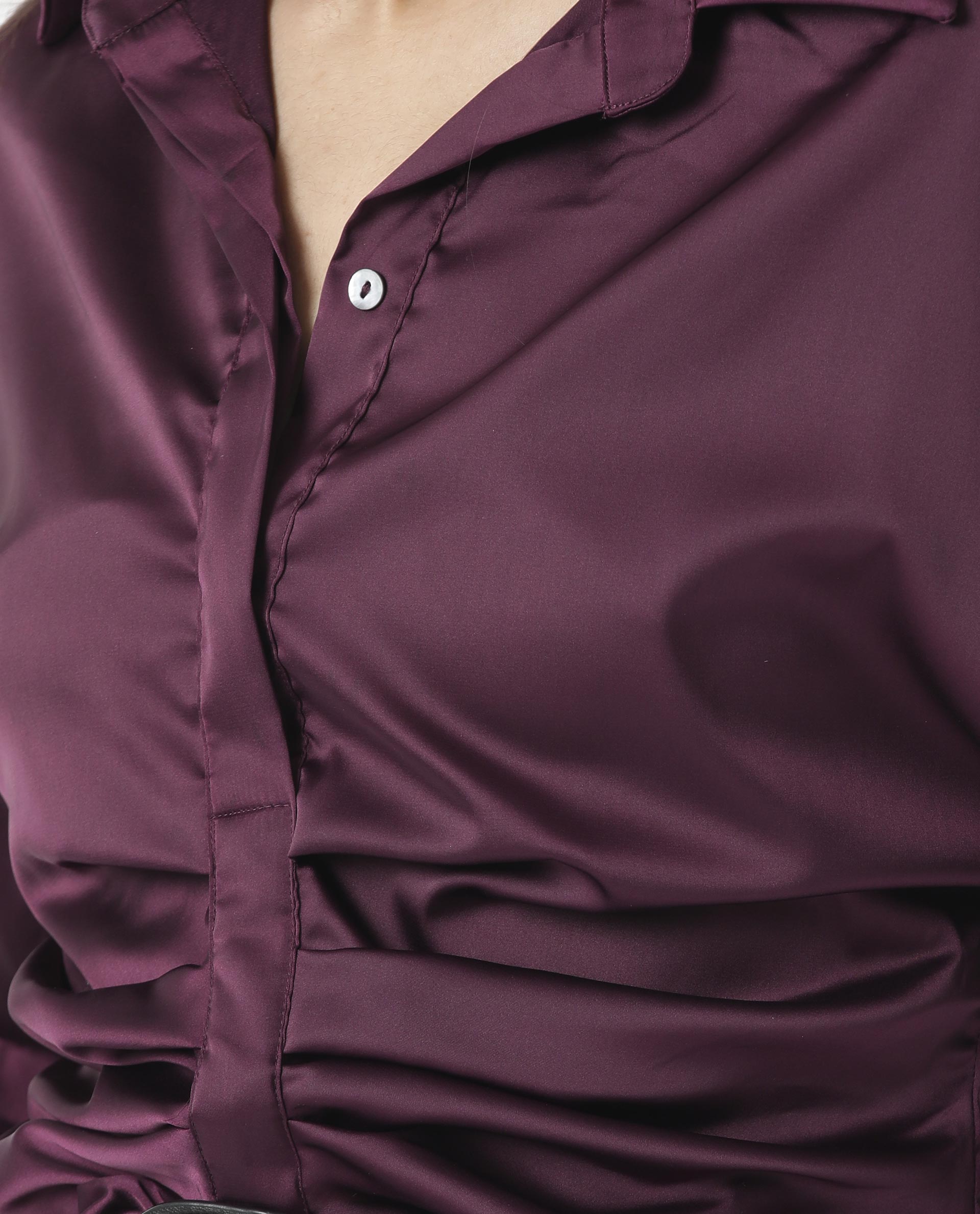 Rareism Womens Zomat Purple Top Modal Fabric Regular Fit Bell Sleeves Collared Neck