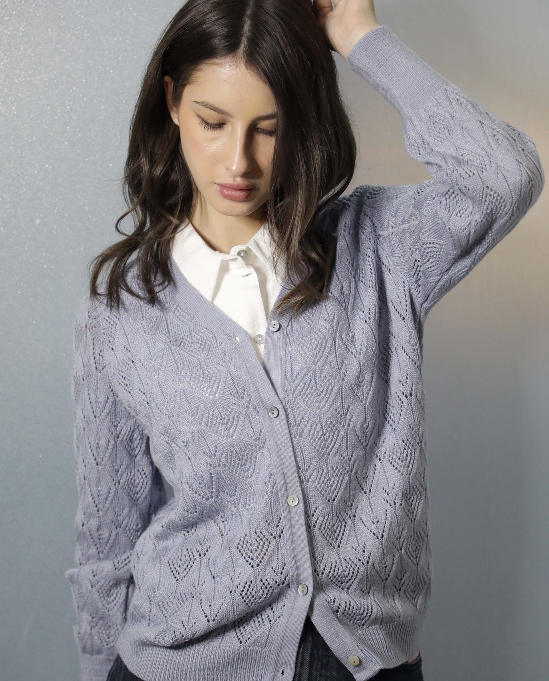 Rareism Women Adorn Purple Full Sleeves Regular Fit Solid V-Neck Sweater