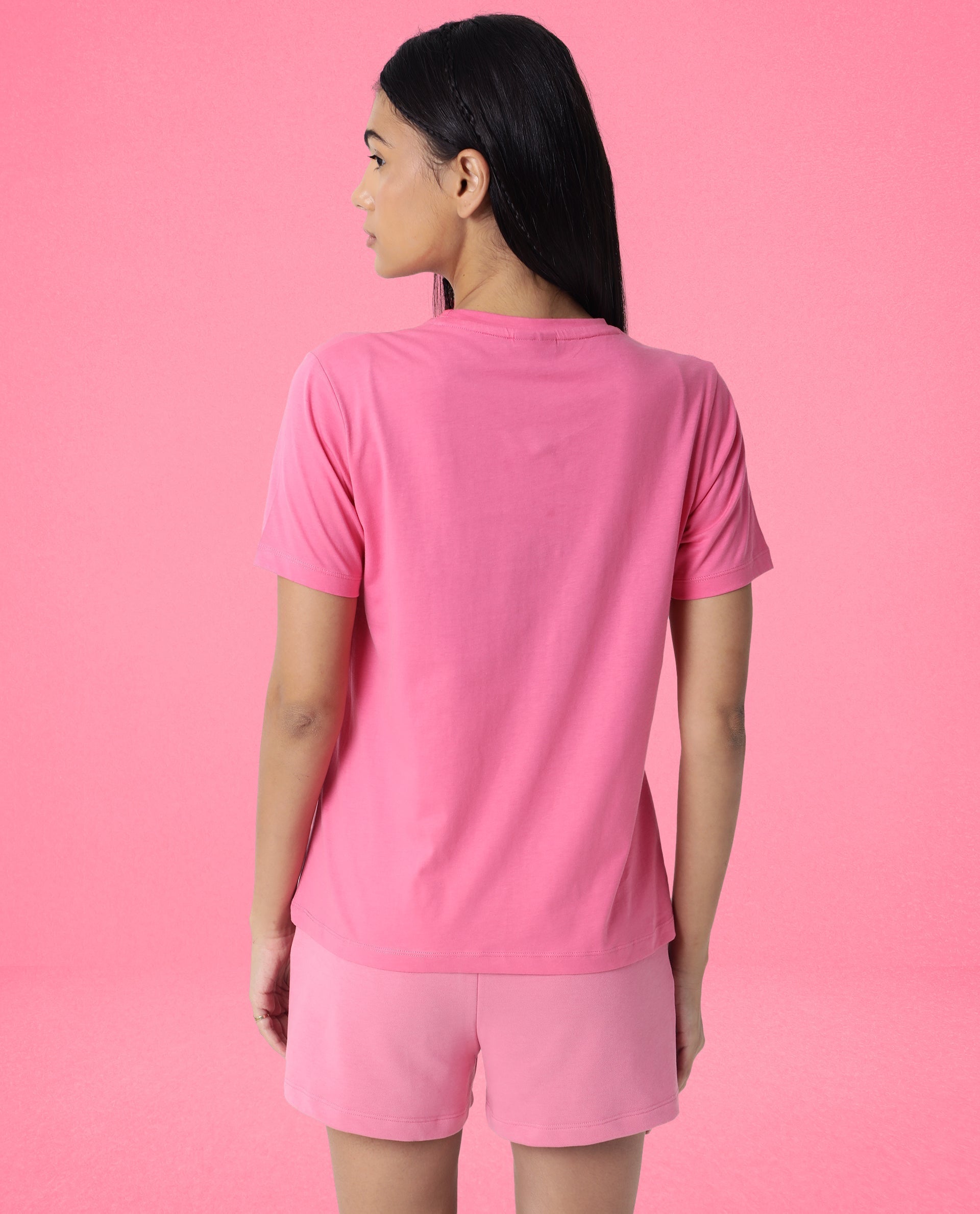 Rareism Women's Light Weight High Stretch 180 Gsm Cotton Crew Neck Plain Regular Fit T-Shirt