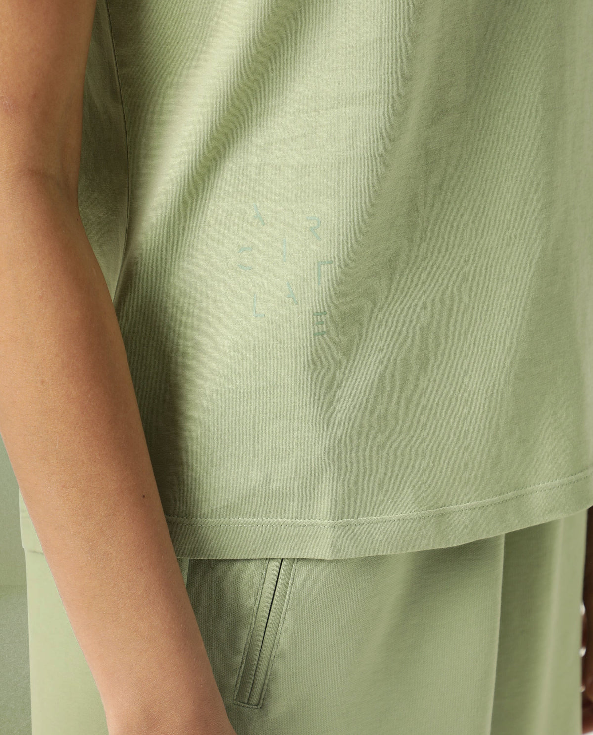 Rareism Women Alcas Light Green Cotton Blend Fabric Regular Fit Half Sleeves Solid Round Neck T-Shirt