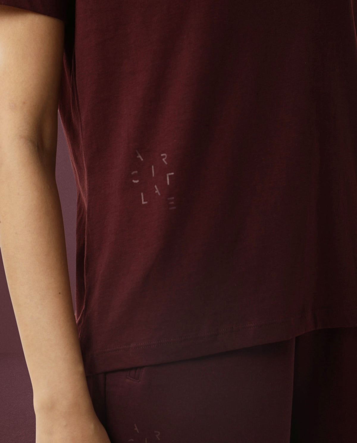 Rareism Women Alcas Maroon Cotton Blend Fabric Regular Fit Half Sleeves Solid Round Neck T-Shirt