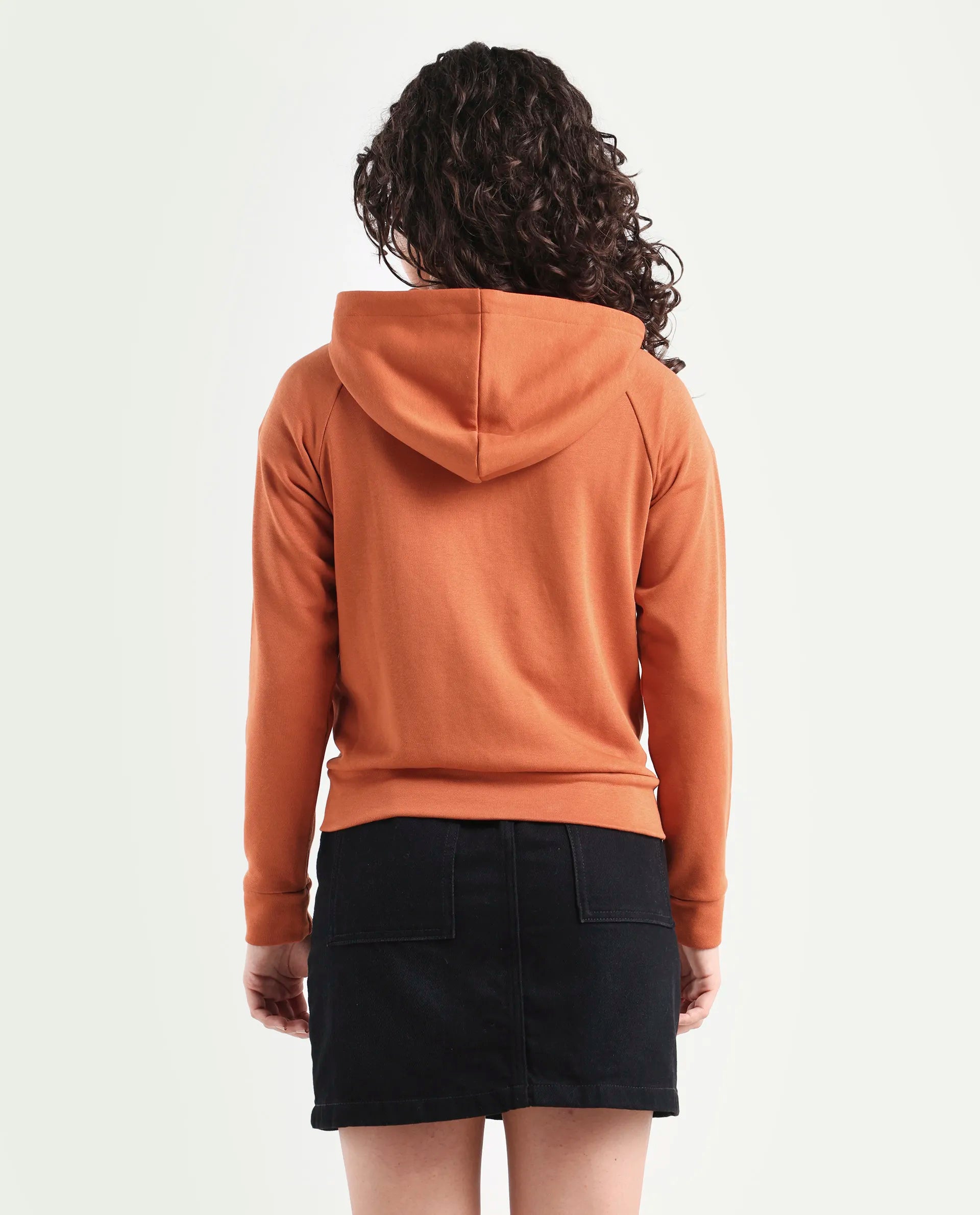 Rareism Women's Medium Weight Terry 290 Gsm Cotton Blend Hooded Plain Regular Fit Jacket