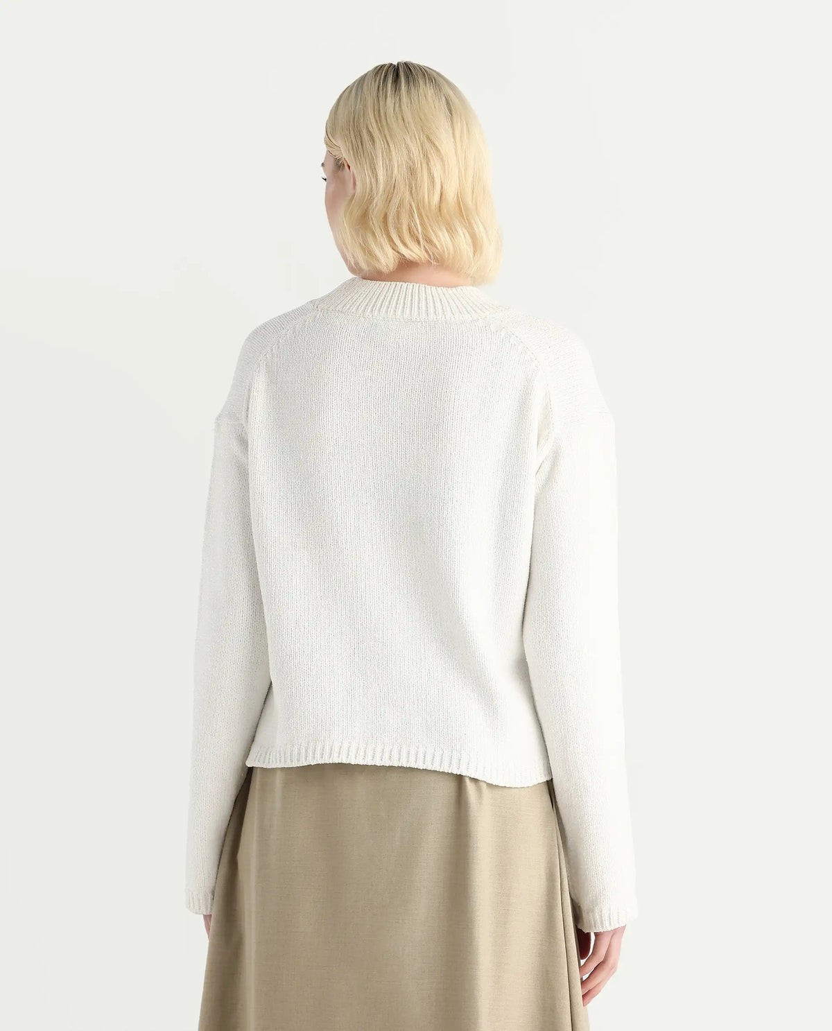 Rareism Women's Chenin Off White Polyester High Neck Oversize Fit Sweater