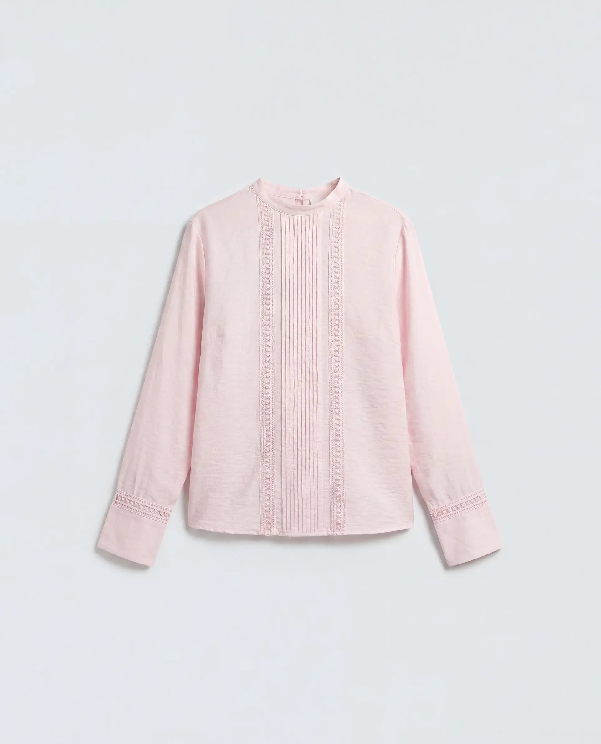 Rareism Women's Cilu Light Pink Viscose Blend Full Sleeve Relaxed Fit Plain Top