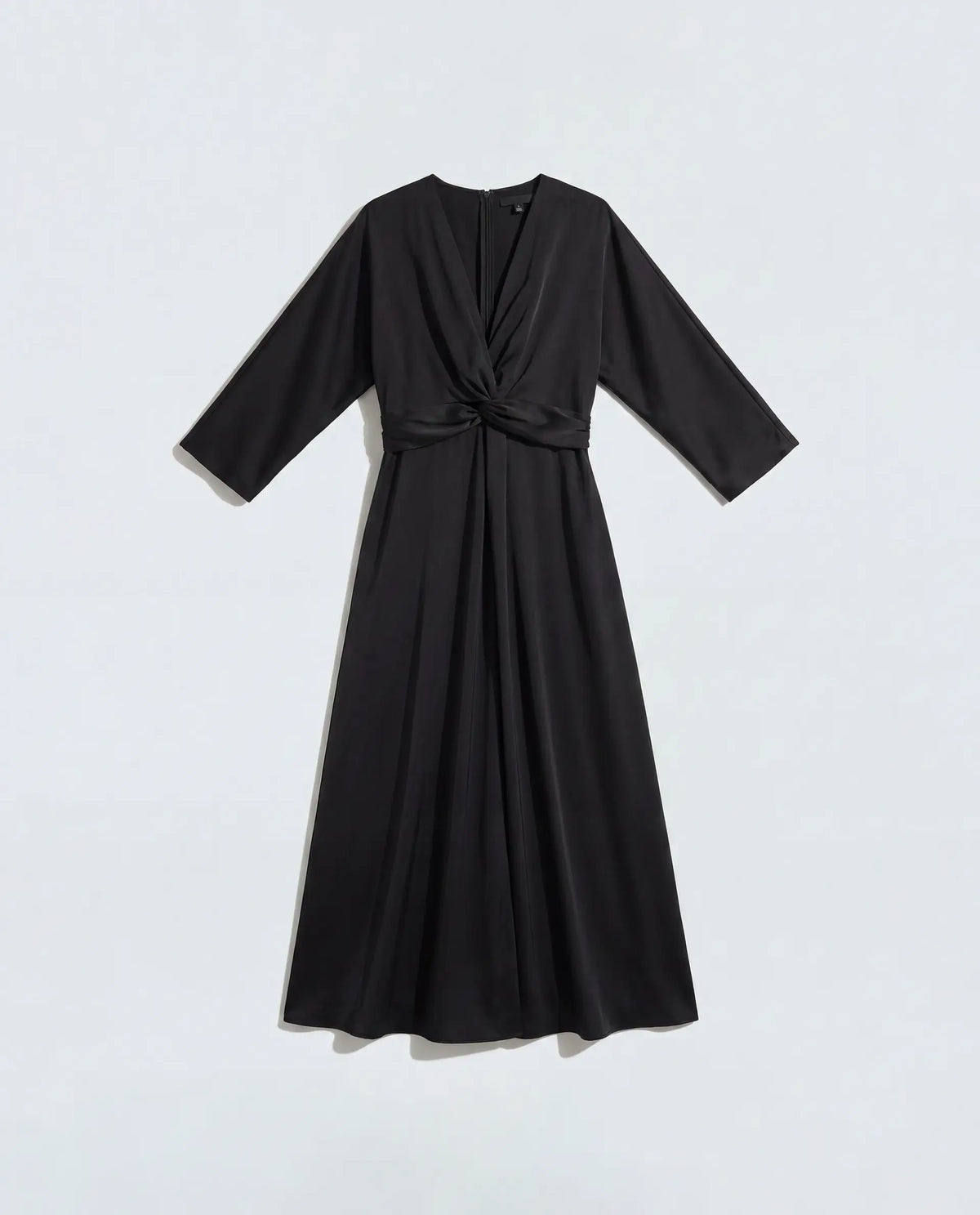 Rareism Women's Cleah Black Polyester 3/4Th Sleeve Flared Plain Dress