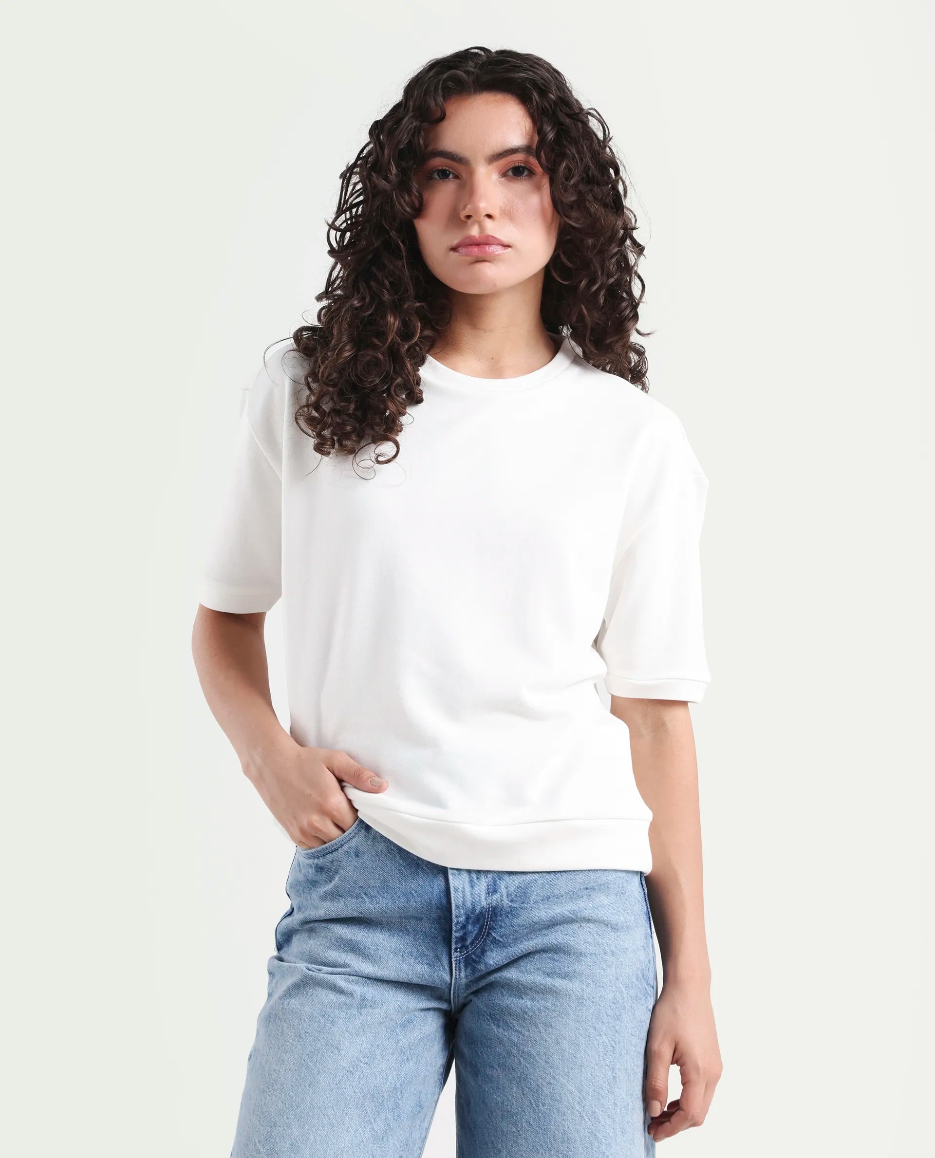 Rareism Women's Coco Off White Viscose Blend Full Sleeve Relaxed Fit Floral Print Top