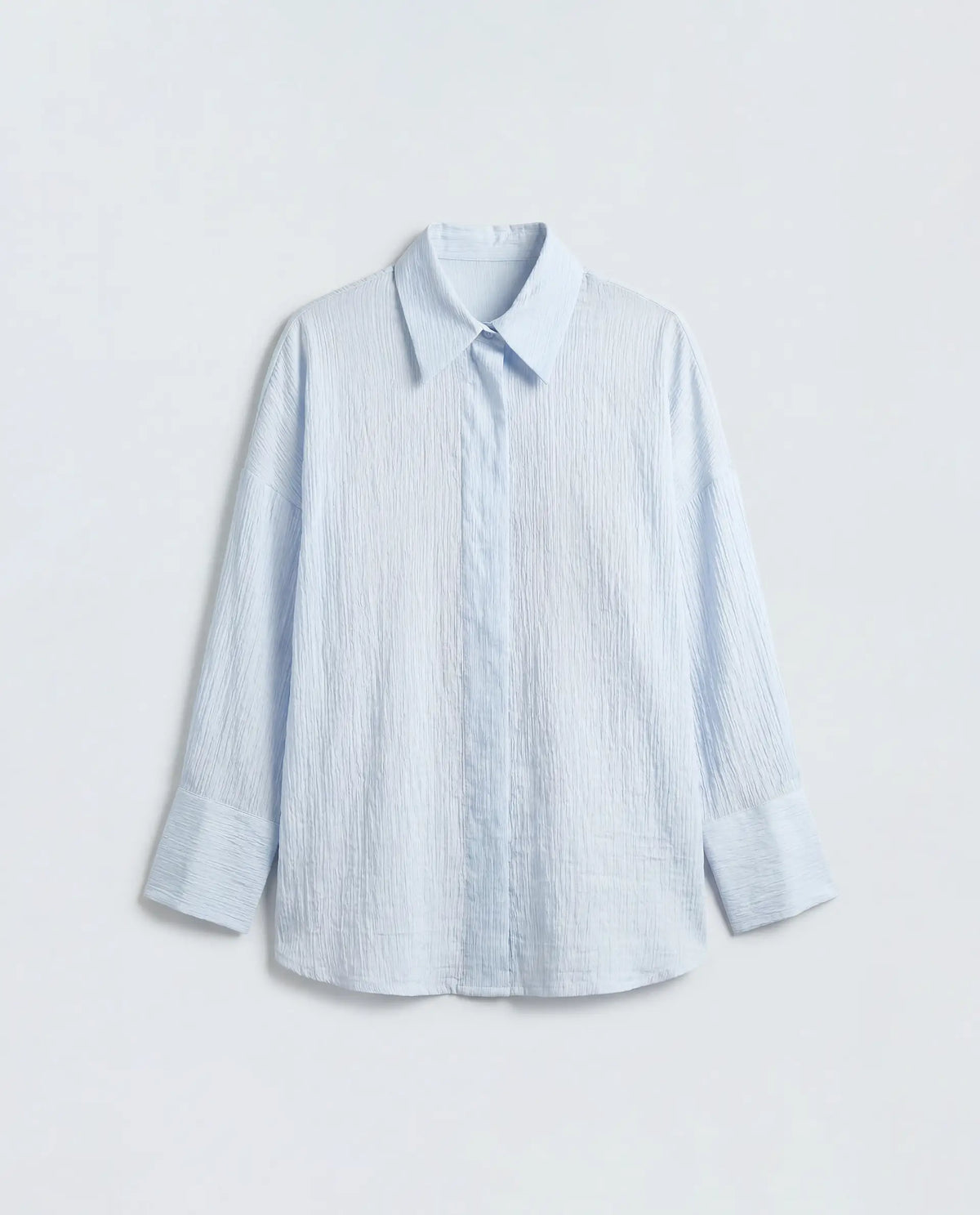 Rareism Women's Davi Light Blue Viscose Blend Full Sleeve Collared Relaxed Plain Shirt