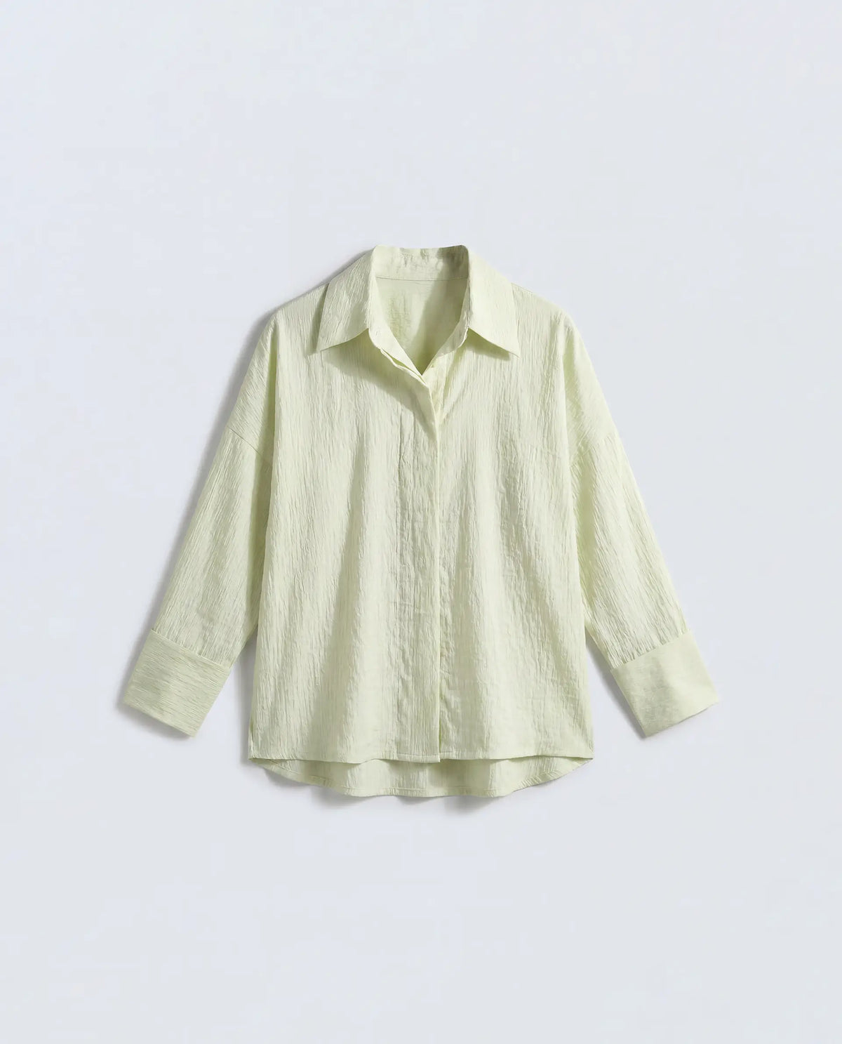 Rareism Women's Davi Light Green Viscose Blend Full Sleeve Collared Relaxed Plain Shirt