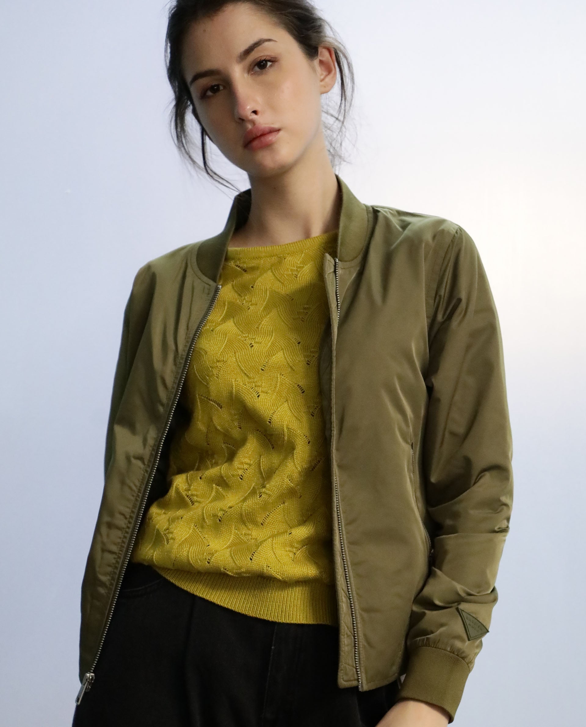 Rareism Women Dandra Green Jacket Full Sleeves Solid