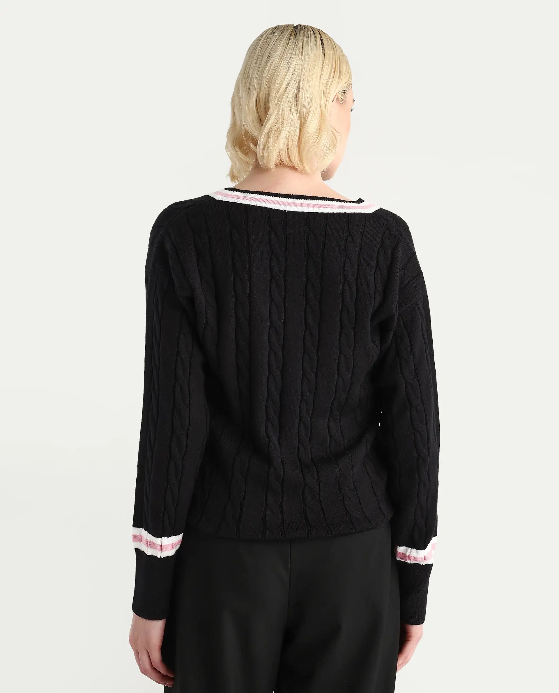 Rareism Women's Jacqi Light Multi Cotton Plain Relaxed Fit Sweater