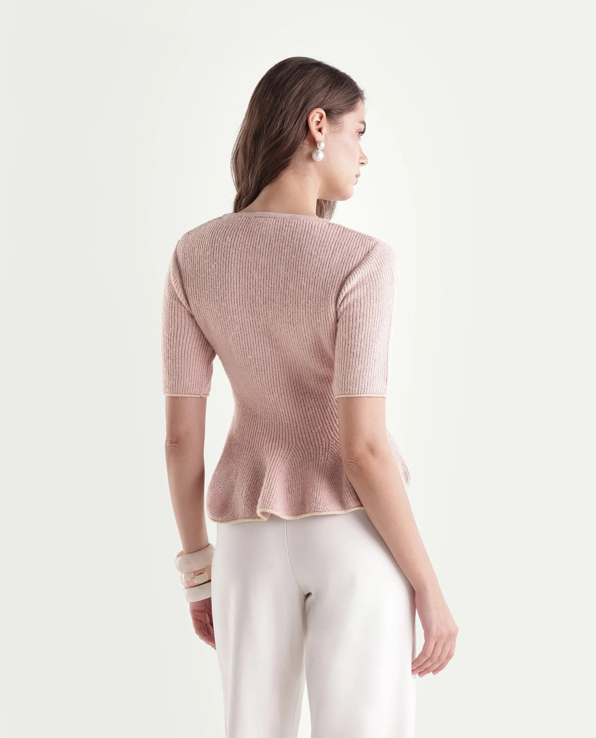 Rareism Women's Lamb Dusky Pink Acrylic Blend Pull-On Regular Fit Top
