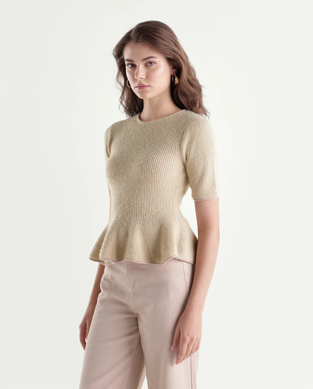 Rareism Women's Lamb Off White Acrylic Blend Pull-On Regular Fit Top