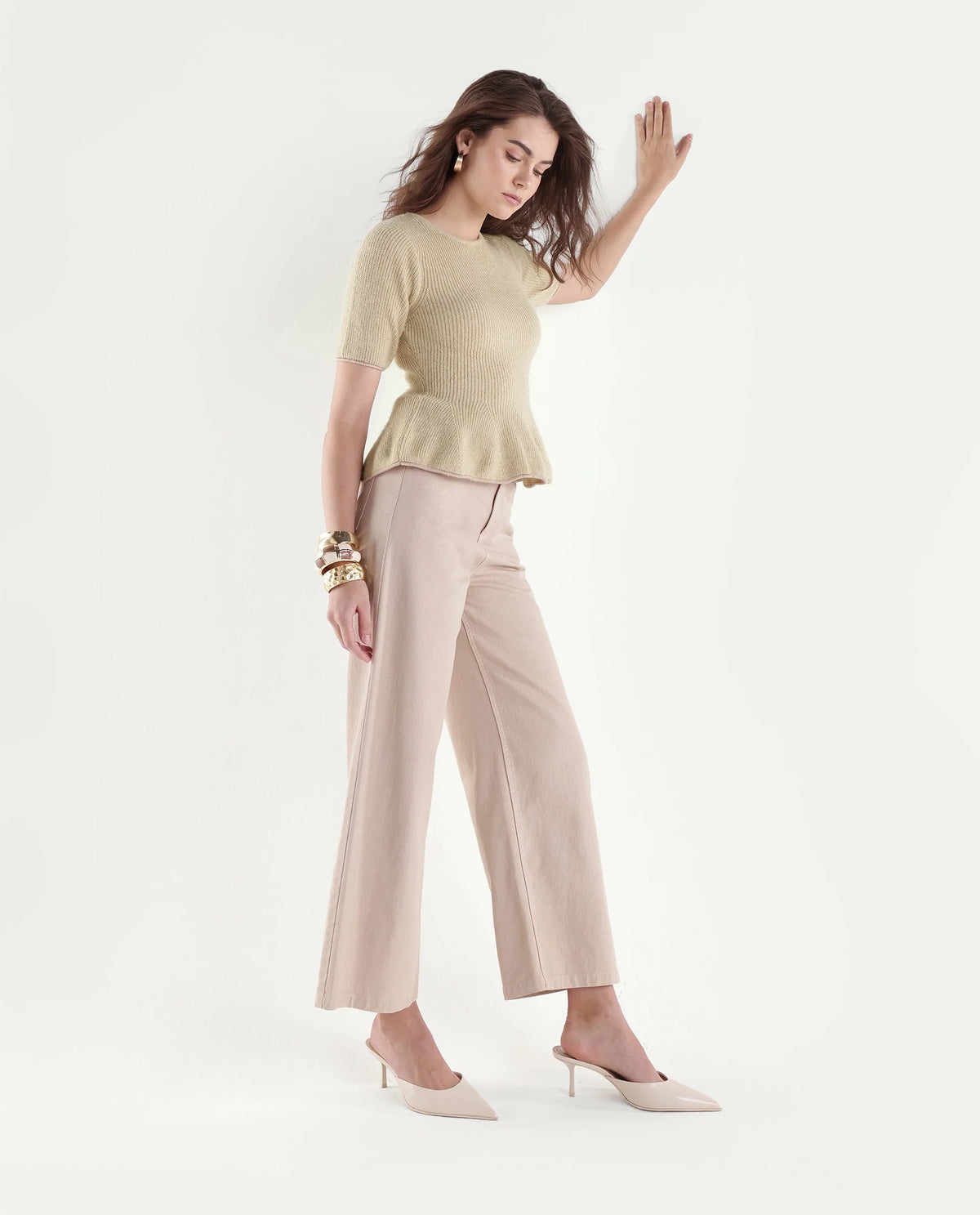 Rareism Women's Lamb Off White Acrylic Blend Pull-On Regular Fit Top