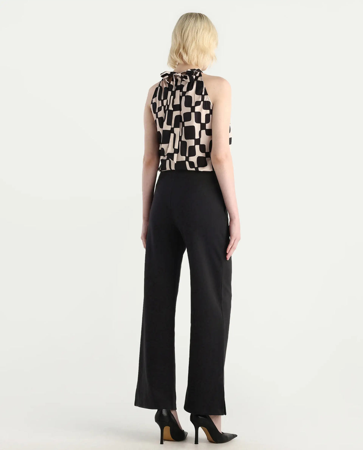 Rareism Women's Lex Black Cotton Blend Straight Fit Track Pant