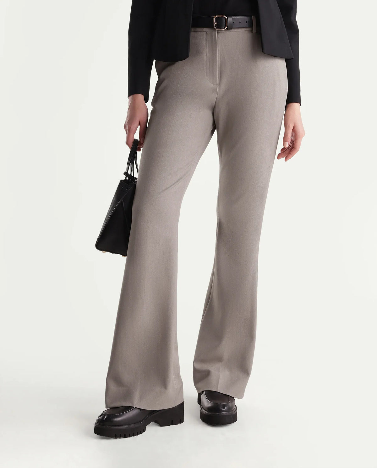 Rareism Women's Frare-Aw26 Fawn Polyester Blend Bootcut Plain Trouser