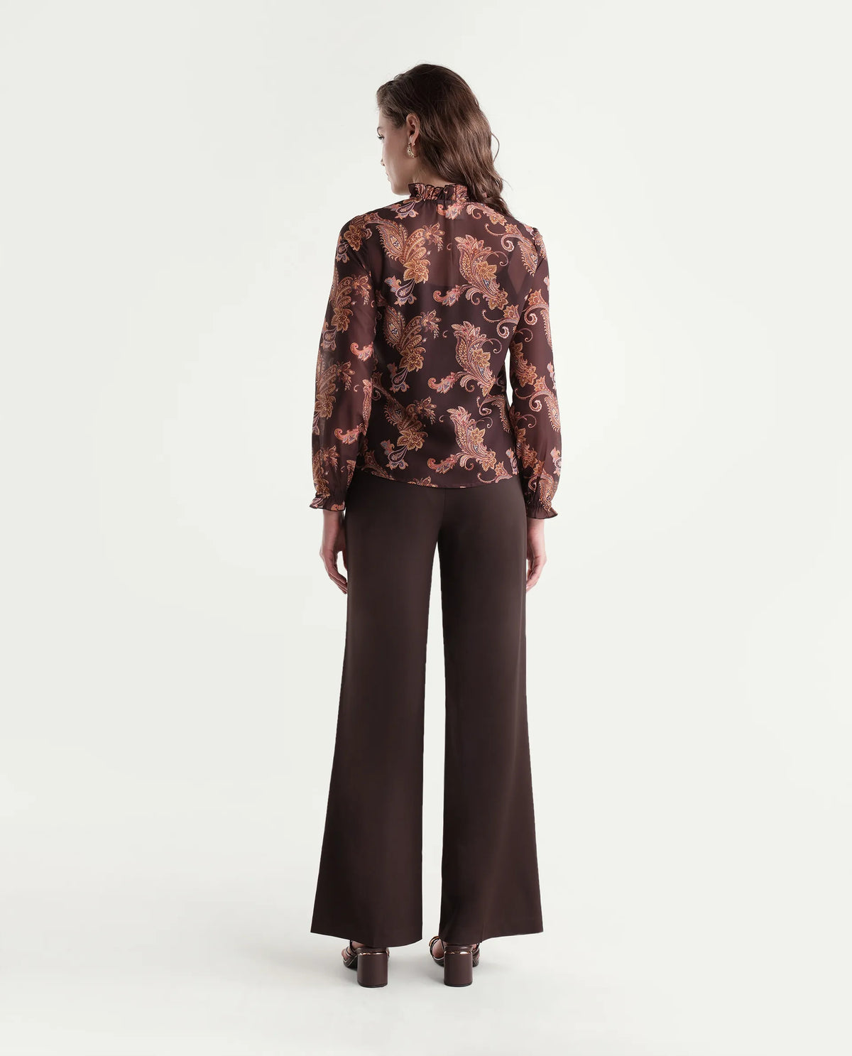 Rareism Women's Widy-Aw26 Brown Polyester Blend Wide Plain Trouser