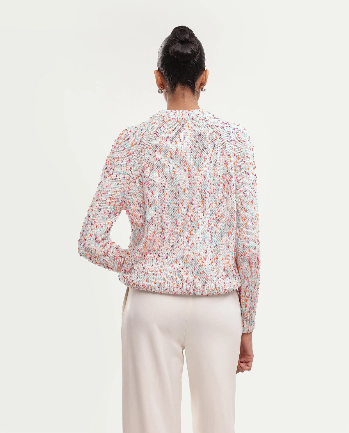 Rareism Women's Jive Light Multi Acrylic Blend Pull-On Relaxed Fit Sweater