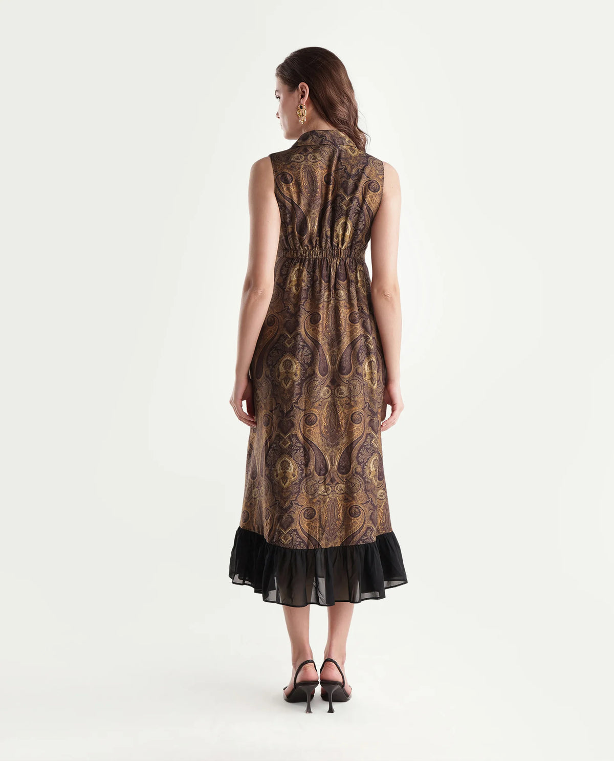 Rareism Women's Xenon Multi Viscose Blend Johnny Collar A-Line Paisley Dress