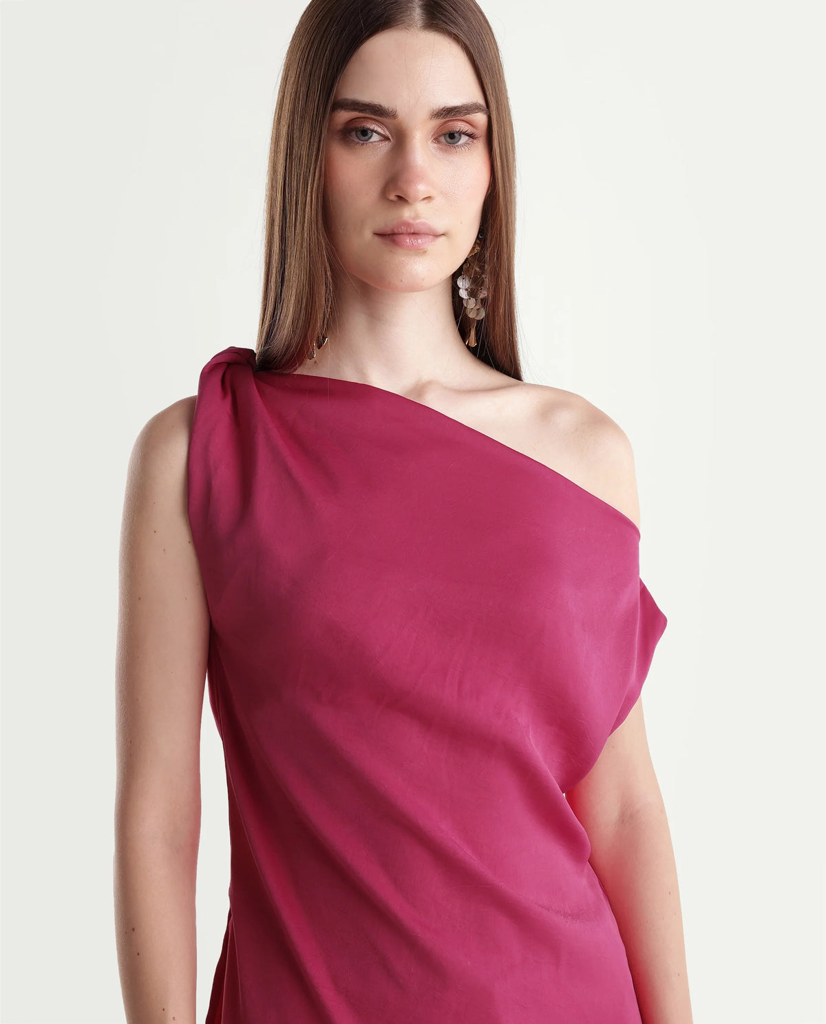 Rareism Women's Pringo Pink Polyester Crew Neck Regular Plain Top