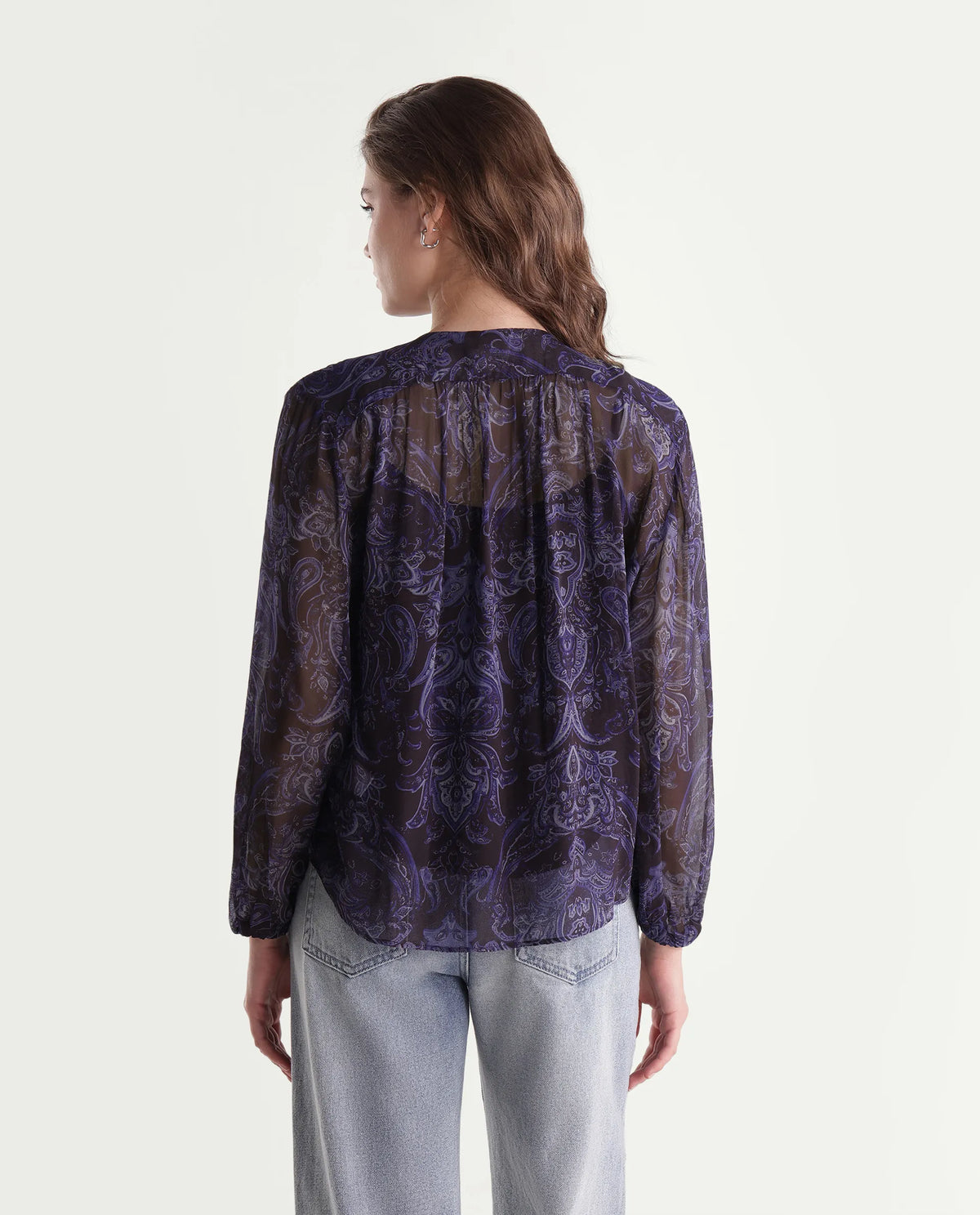 Rareism Women's Ducos Brown Viscose Relaxed Paisley Print Top