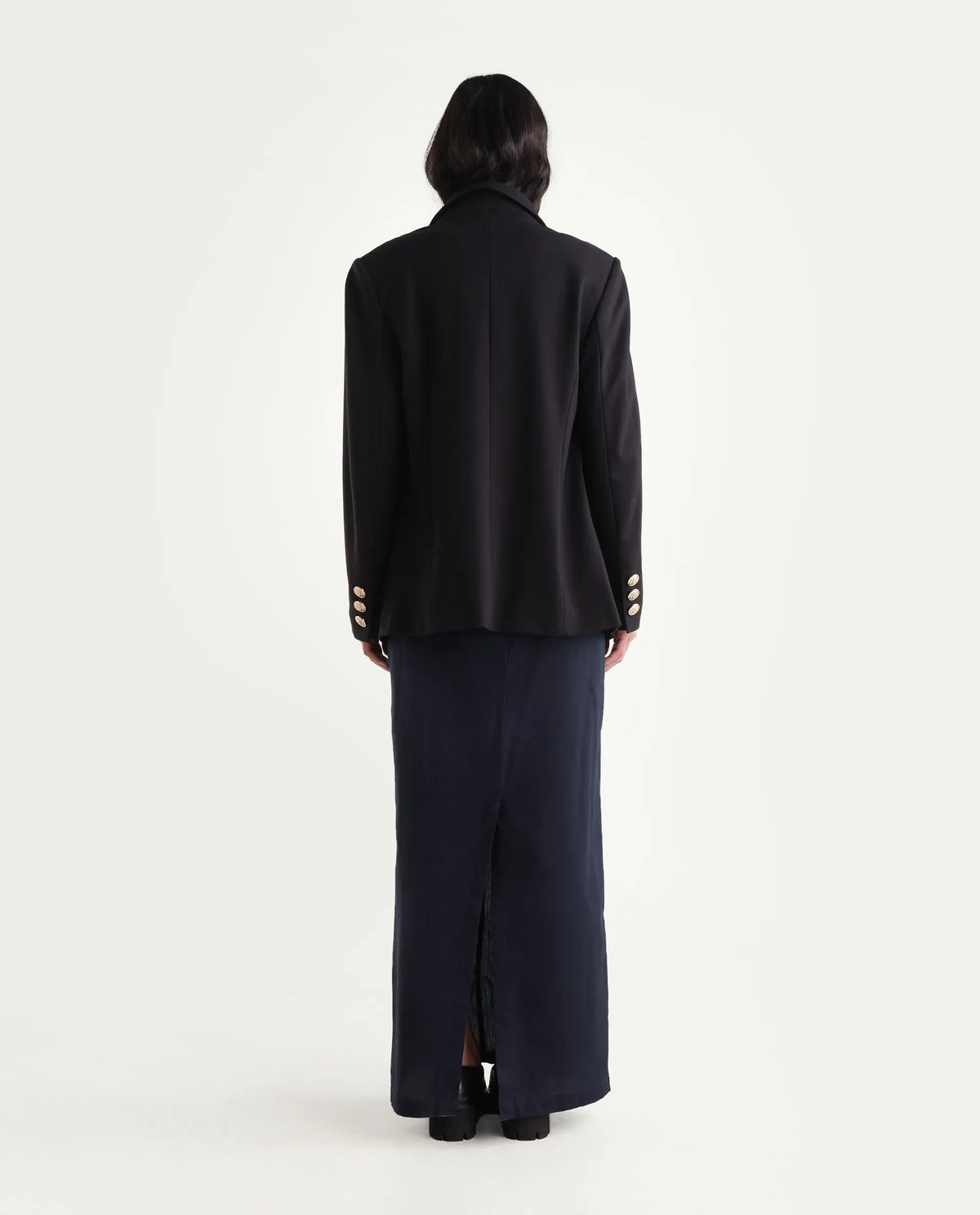 Rareism Women Onwop-B Primary Navy Cotton Plain Straight Skirt
