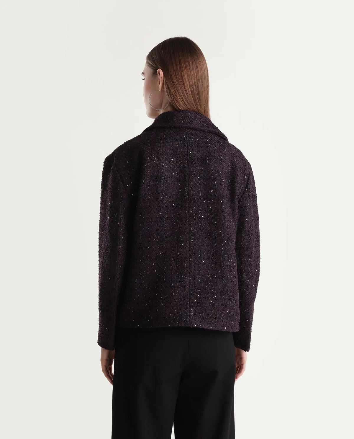 Rareism Womens Kinto Dark Purple Polyester Blend Spread Collar Regular Jacket