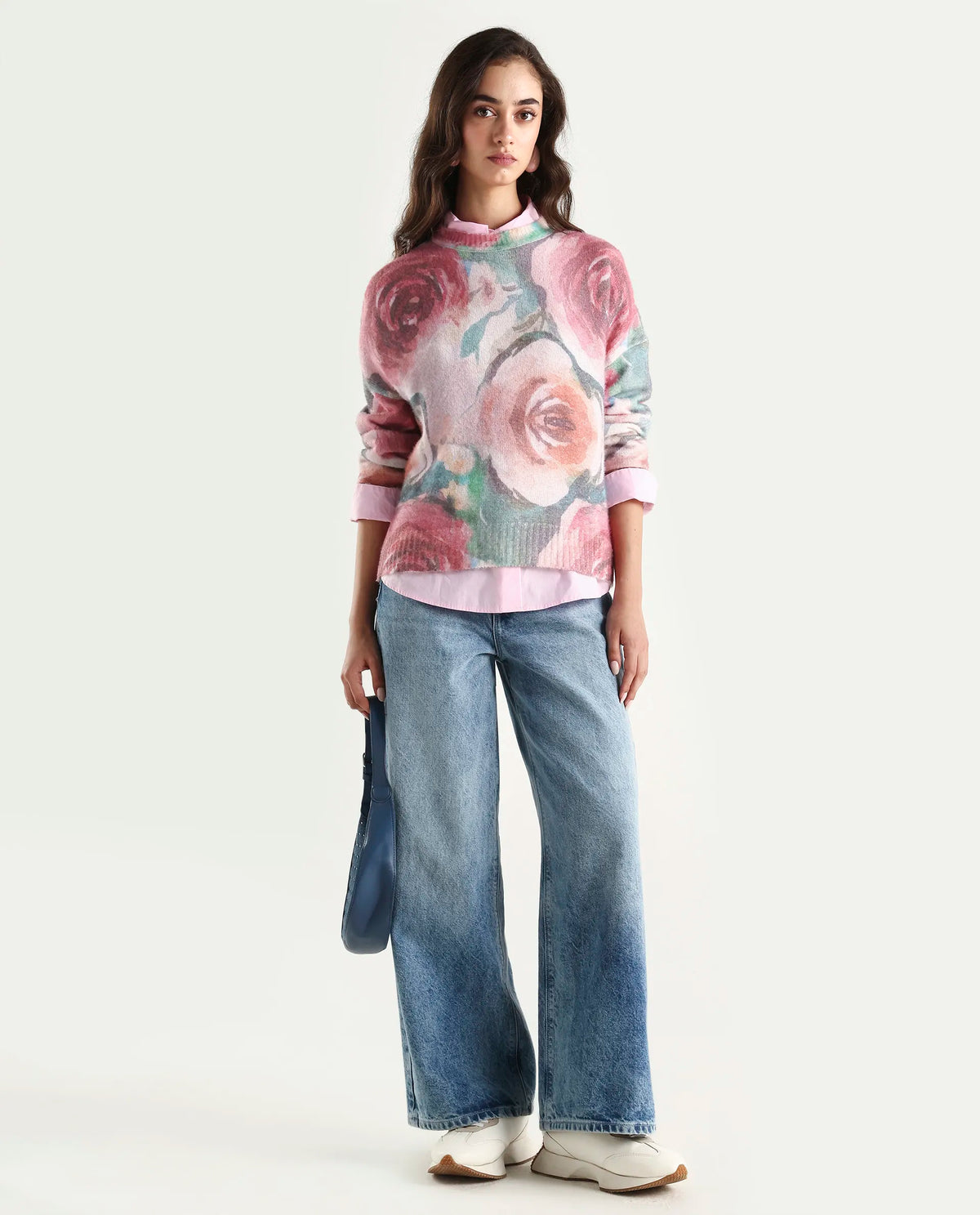 Rareism Women's Siri-R Dusky Multi Acrylic Blend Relaxed Fit Printed Sweater