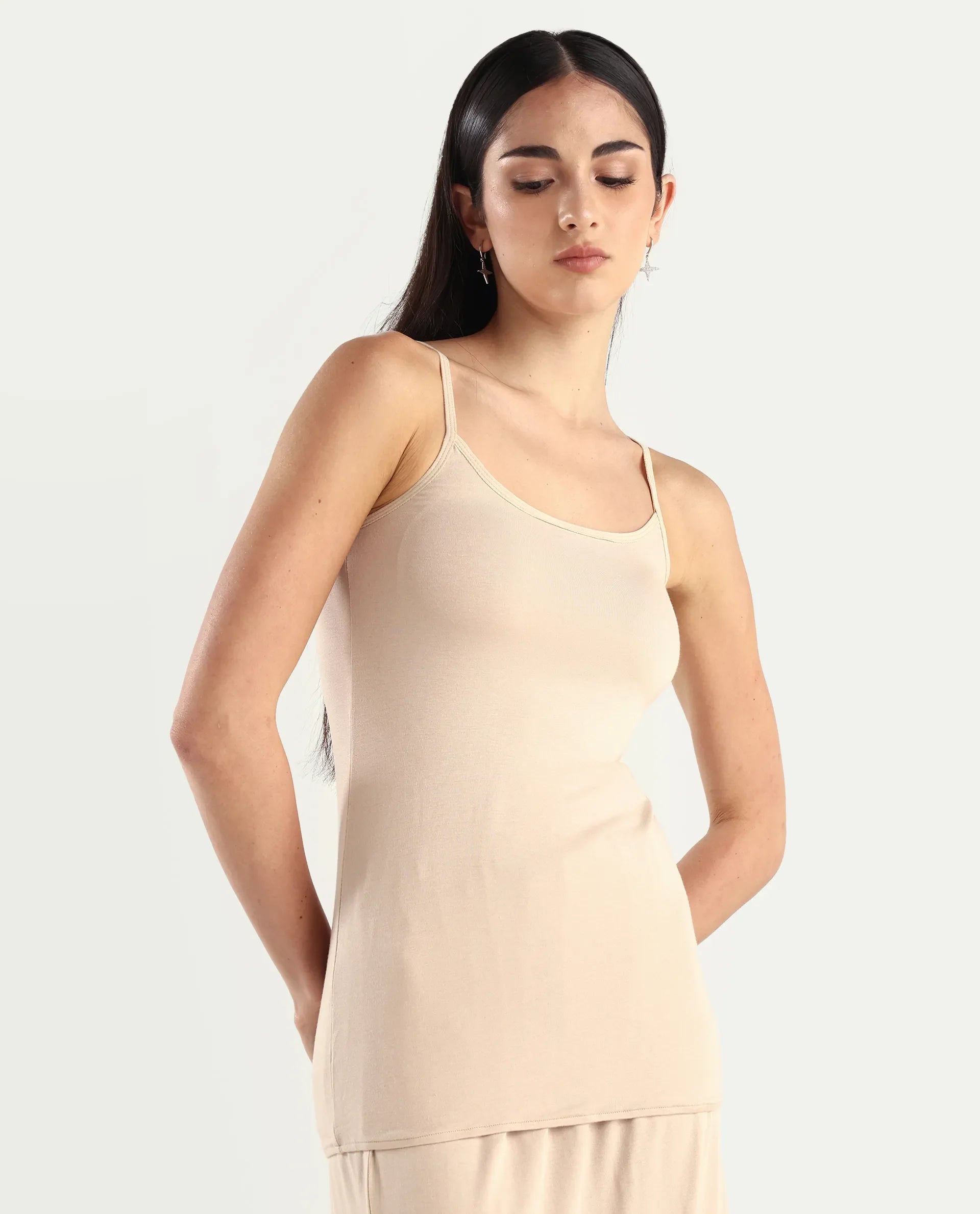 Rareism Women's Slipon Beige Shoulder Strap Plain Shoulder Strap Regular Fit Inner Wear