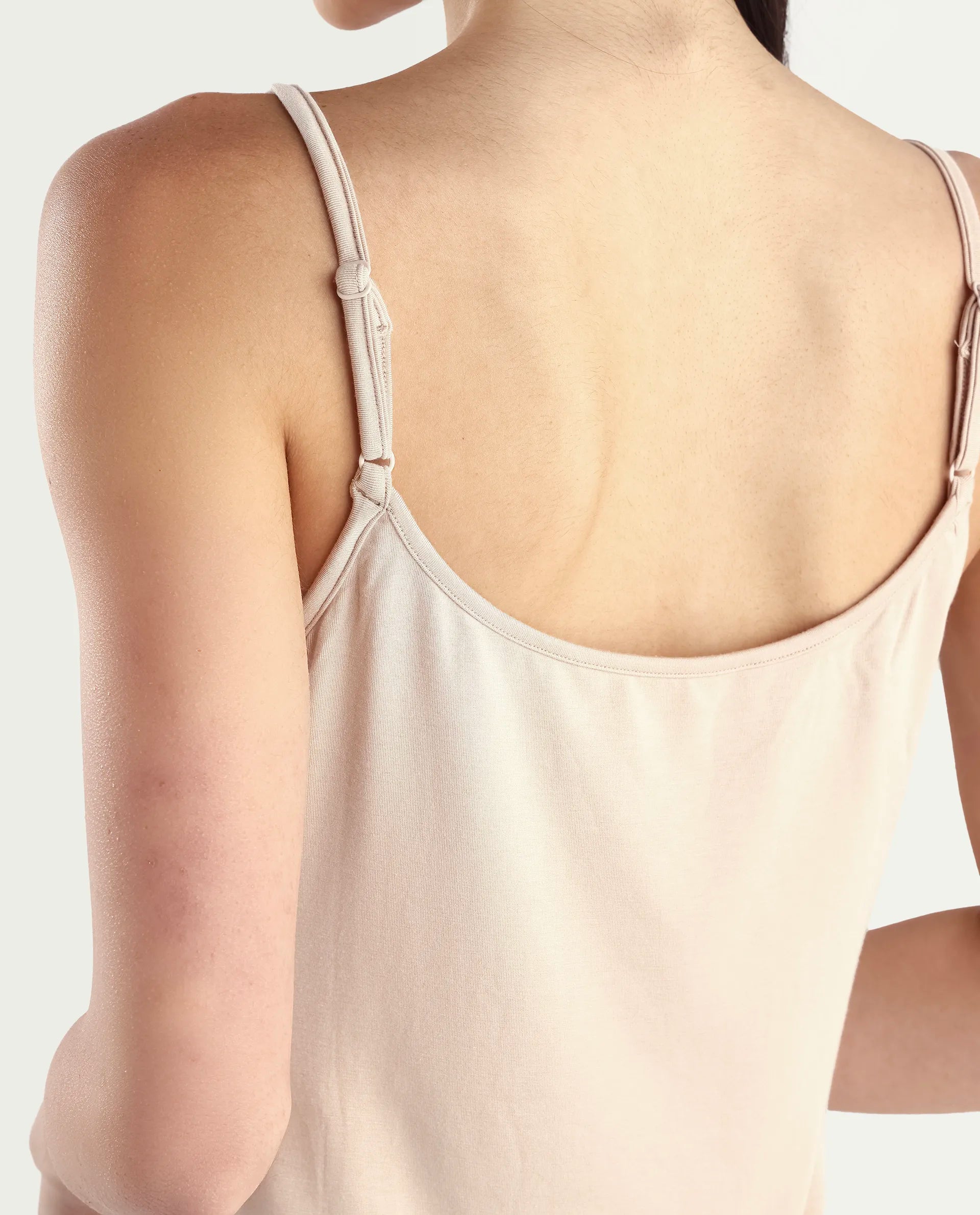 Rareism Women's Slippy Beige Shoulder Strap Plain Shoulder Strap Mini Straight Fit Inner Wear