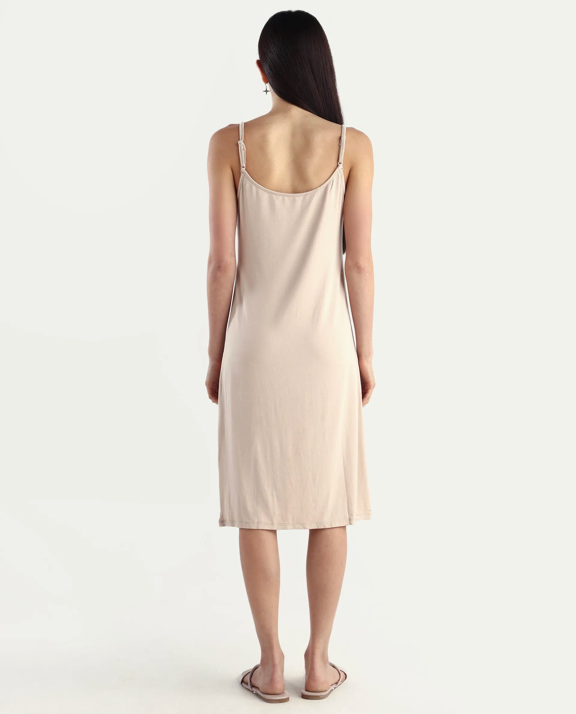 Rareism Women's Slippy Beige Shoulder Strap Plain Shoulder Strap Mini Straight Fit Inner Wear