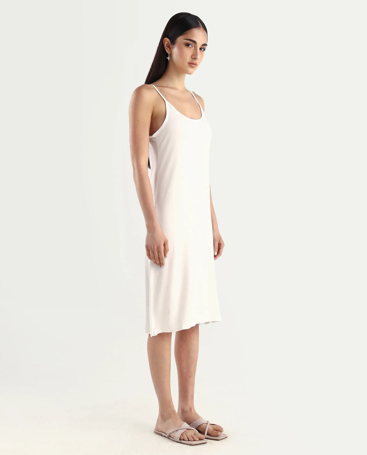 Rareism Women's Slippy White Shoulder Strap Plain Shoulder Strap Mini Straight Fit Inner Wear