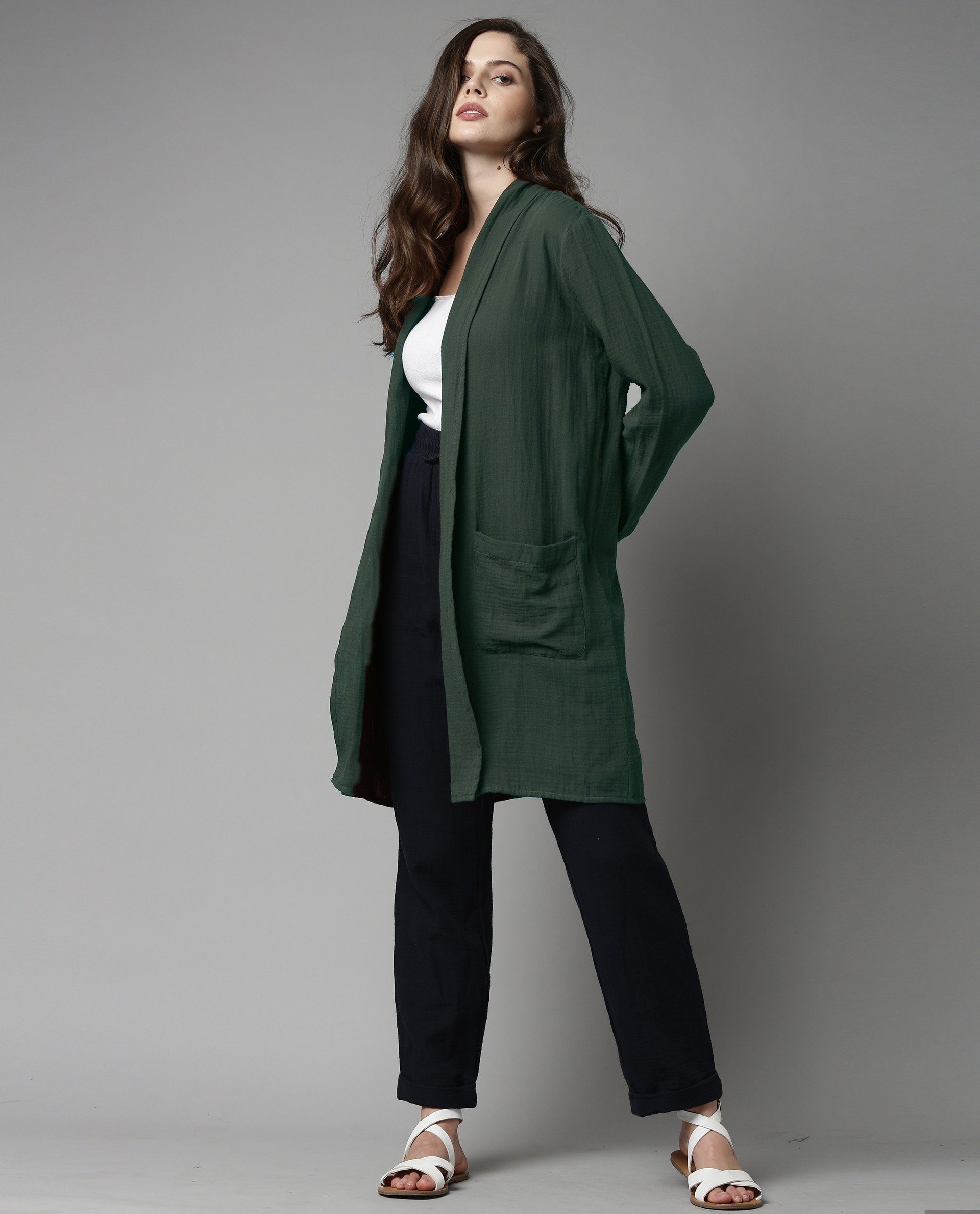 Rareism Women Slop Green Overlayer Solid