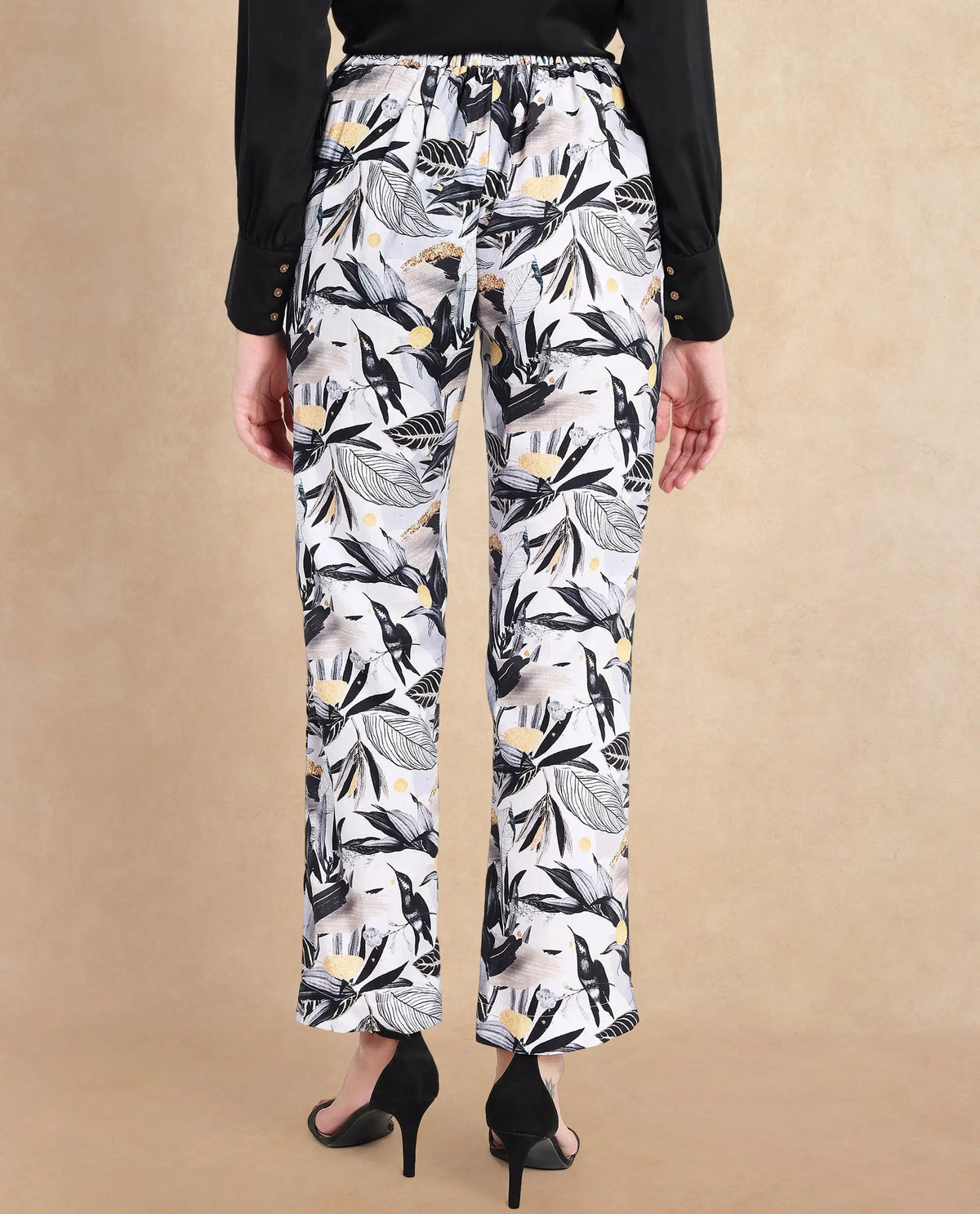 Rareism Women Stevieo-B Multi Loop Straight Fit Abstract Print Ankle Length Trouser