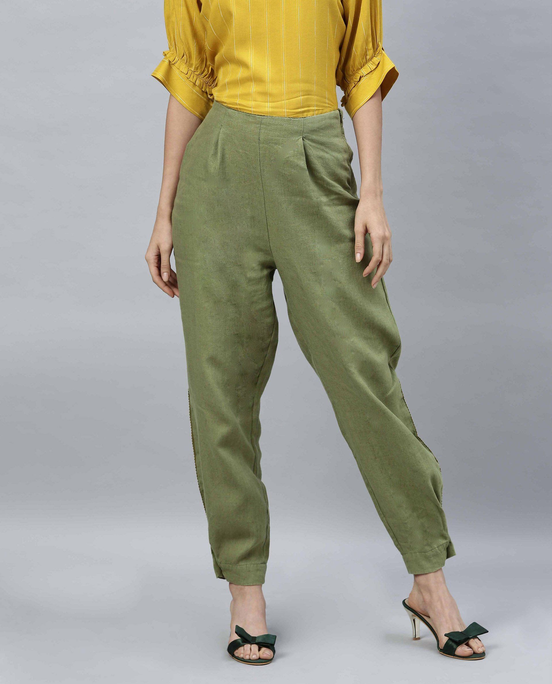 Rareism Women Tune Green Trousers