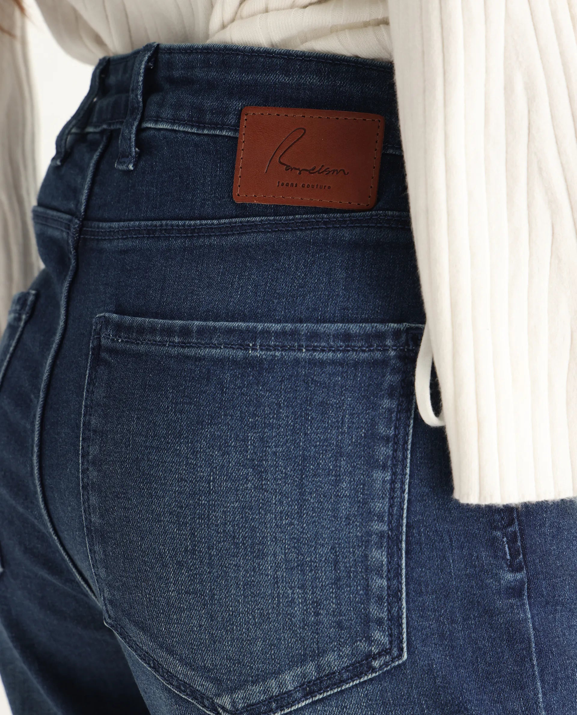 Rareism Women's Winona Blue Cotton Blend Plain Ankle Length Classic Bootcut Jeans