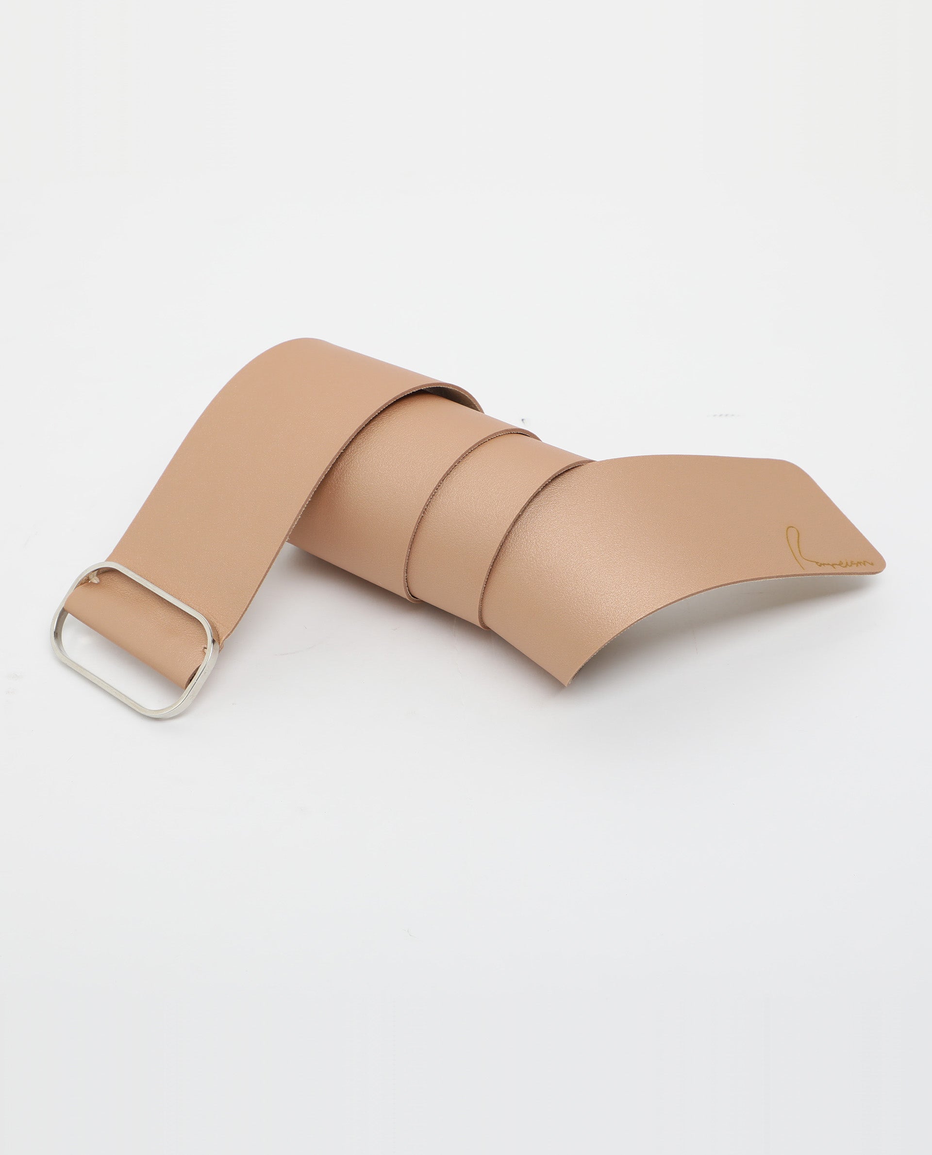 Rareism Women Abandon Metalic Brown Solid Leather Belt