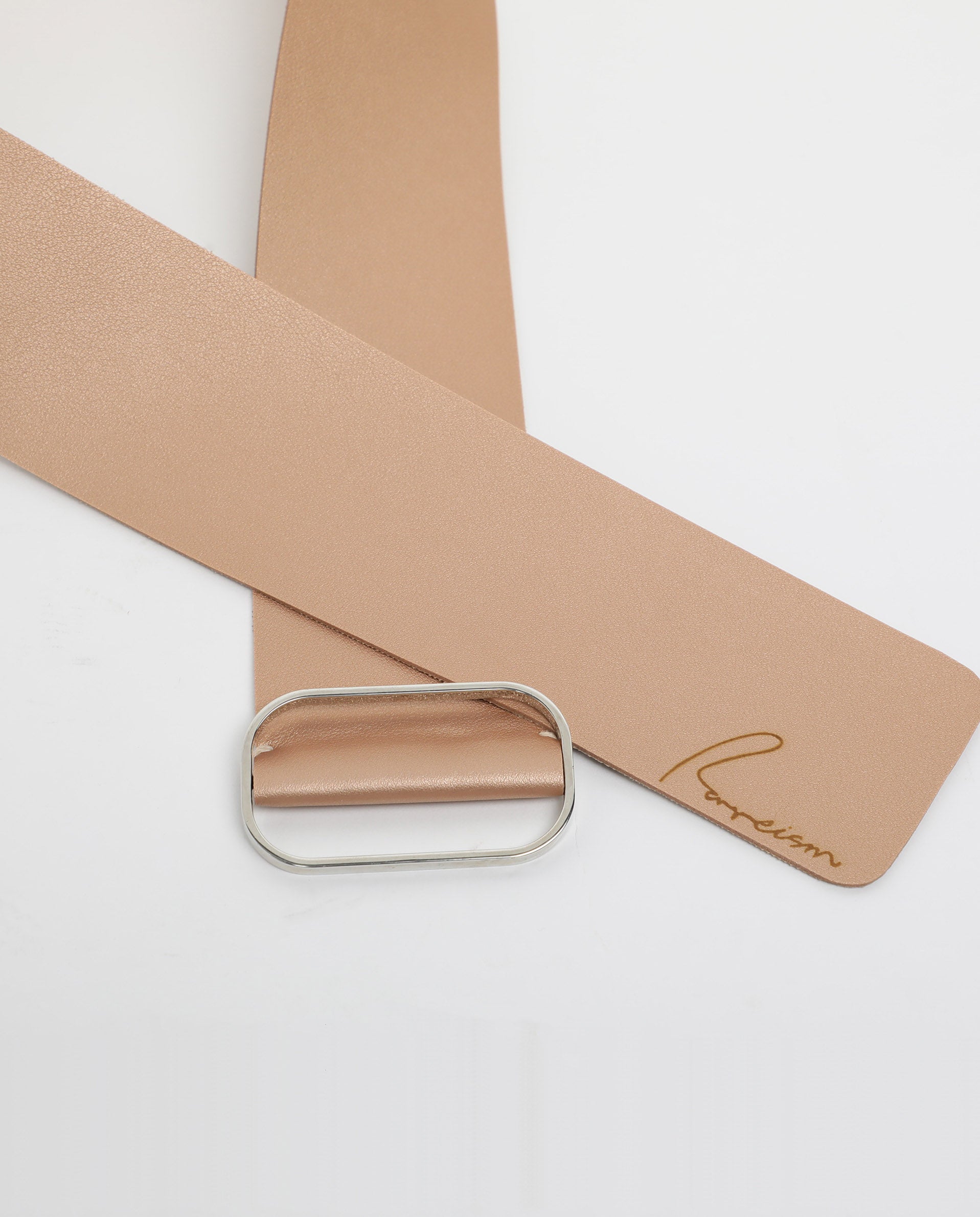 Rareism Women Abandon Metalic Brown Solid Leather Belt