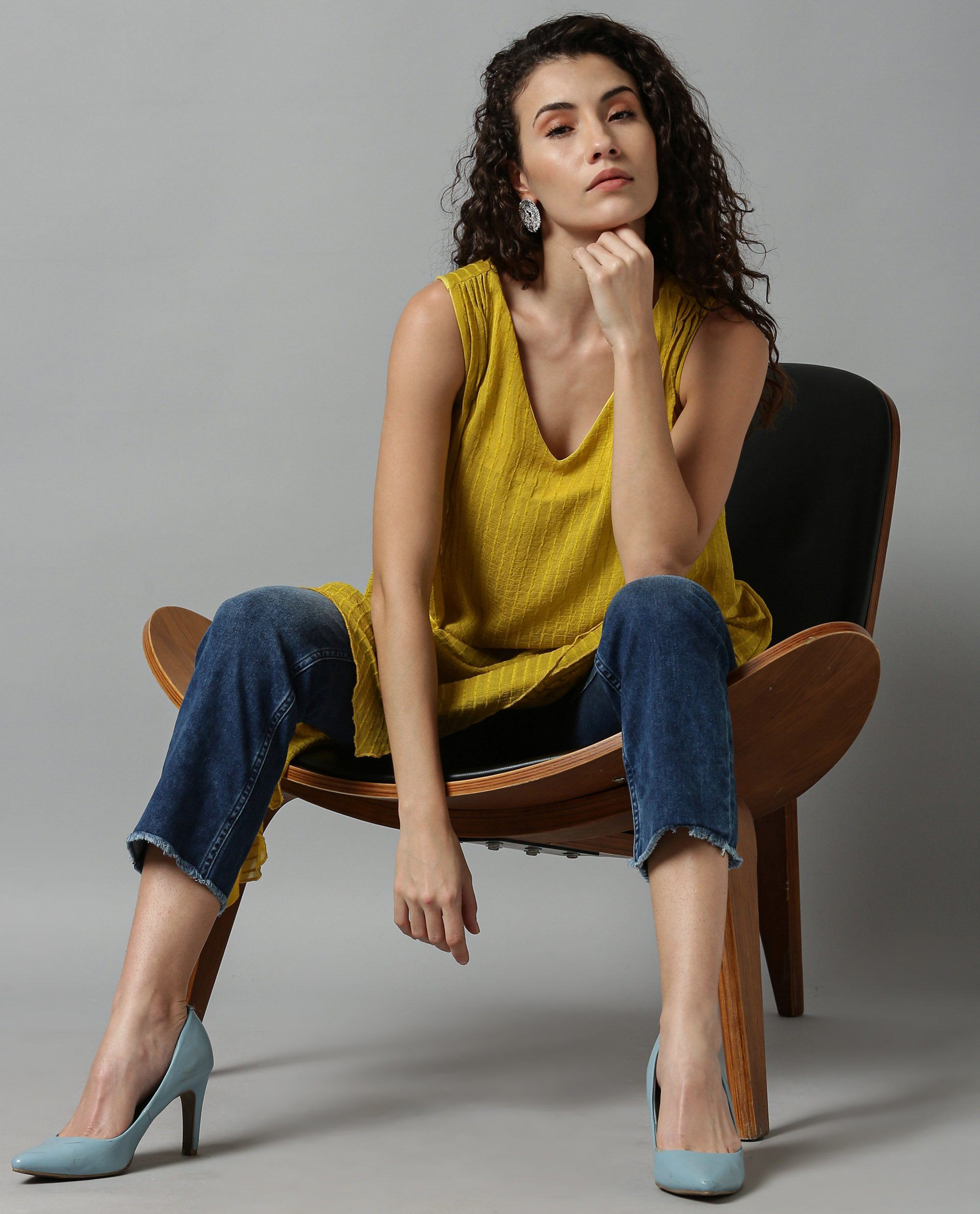 Rareism Women Cosmo Yellow Top Sleeveless