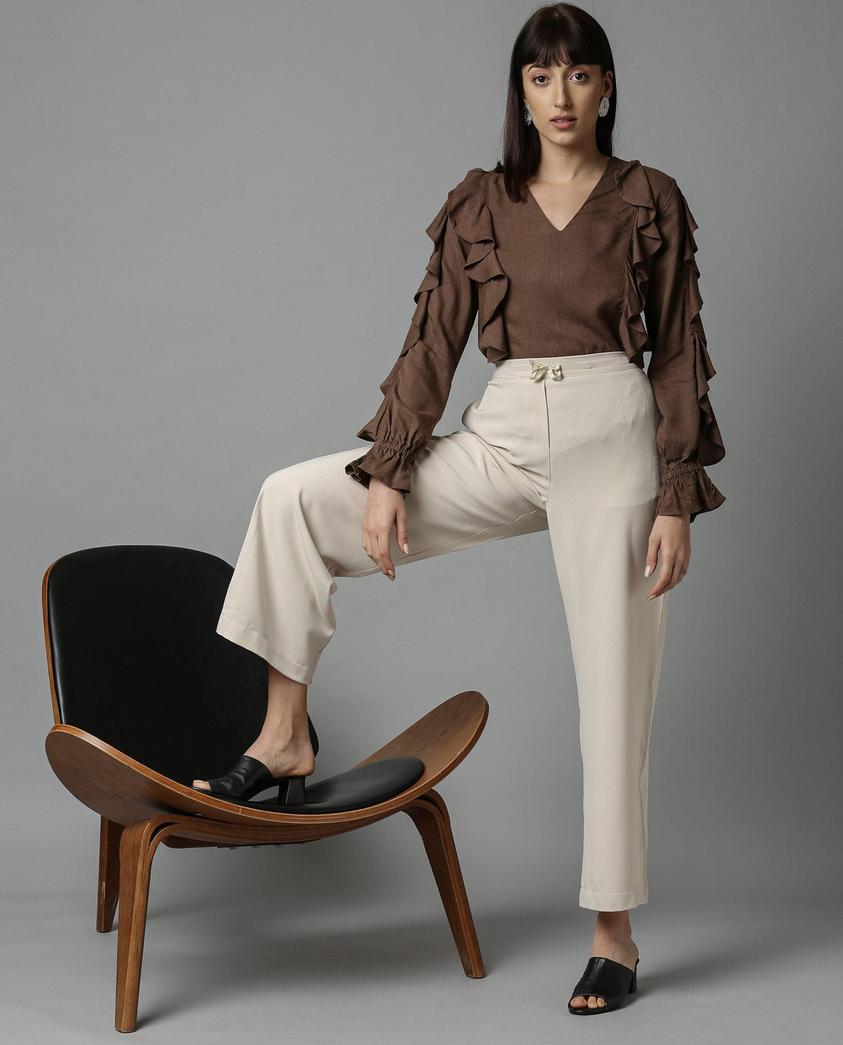 Rareism Women Delta Beige Trousers Solid