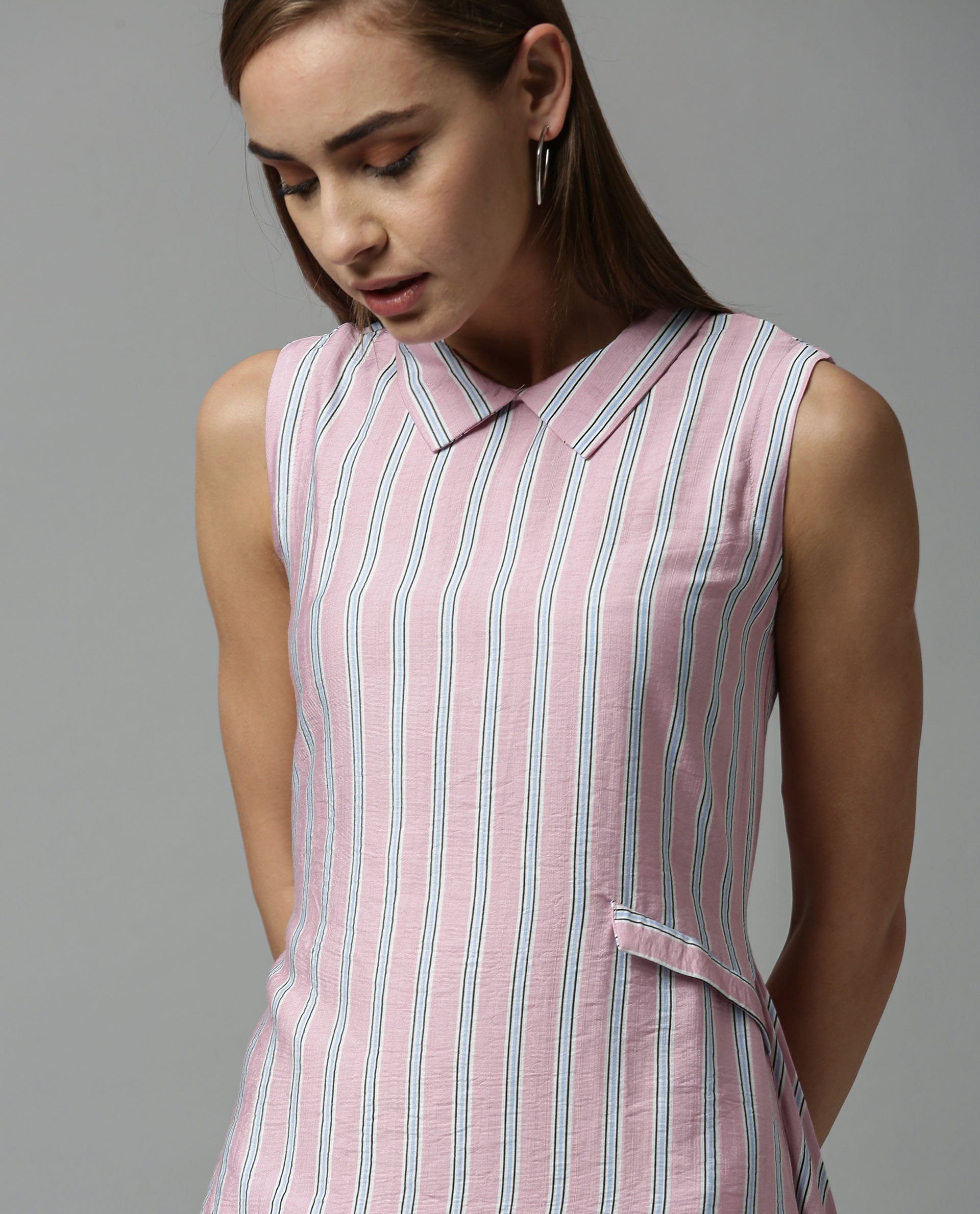 Rareism Women Page Pink Dress Sleeveless