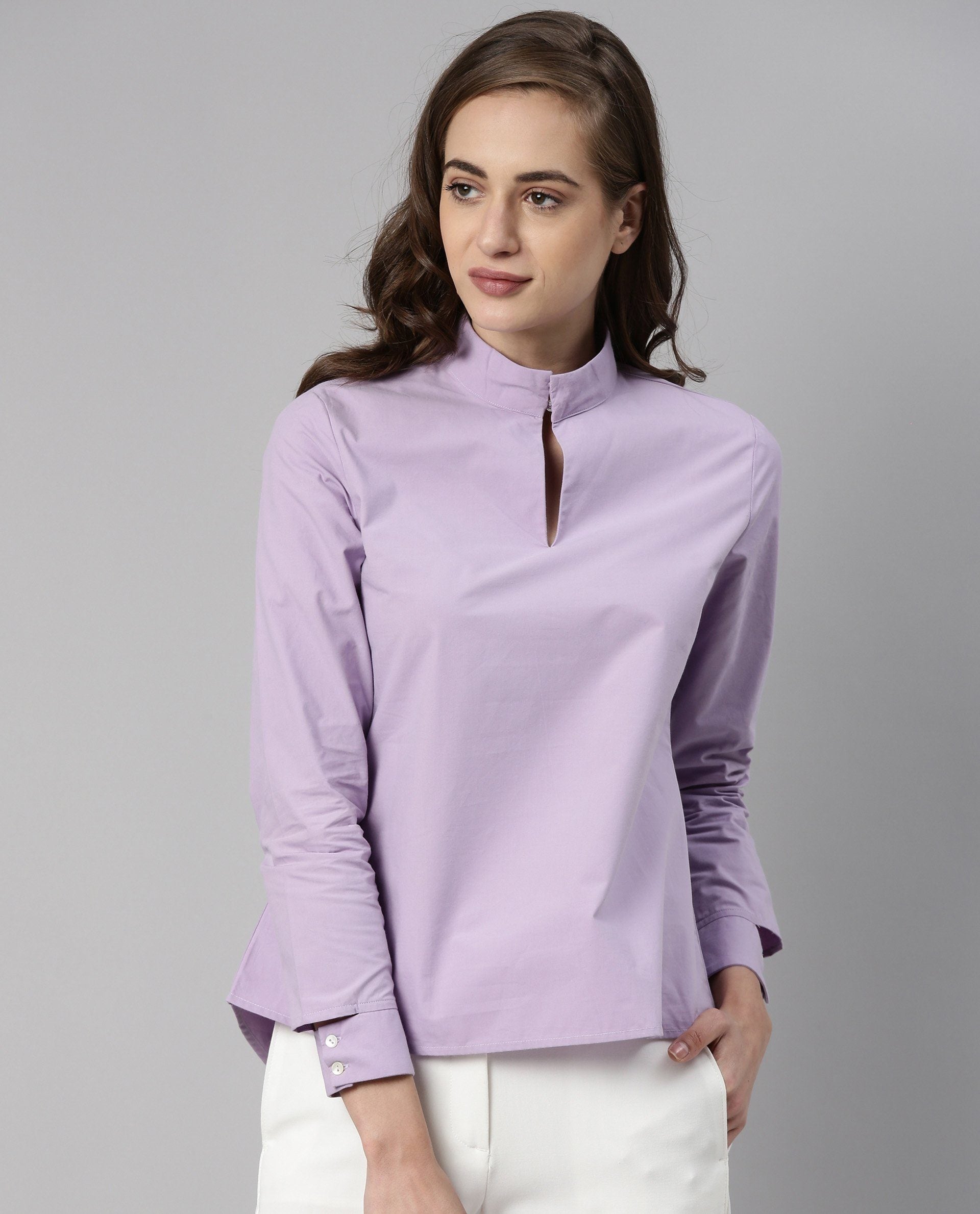 Rareism Women Ship Purple Top Full Sleeves Solid