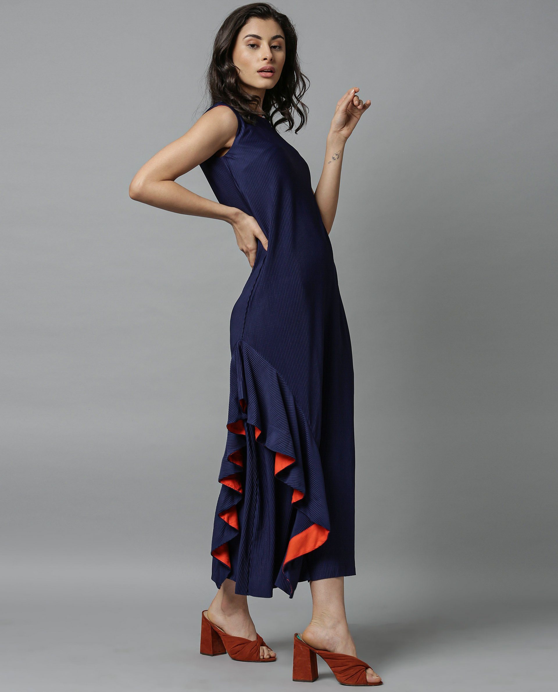 Rareism Women Oka Blue Dress Sleeveless