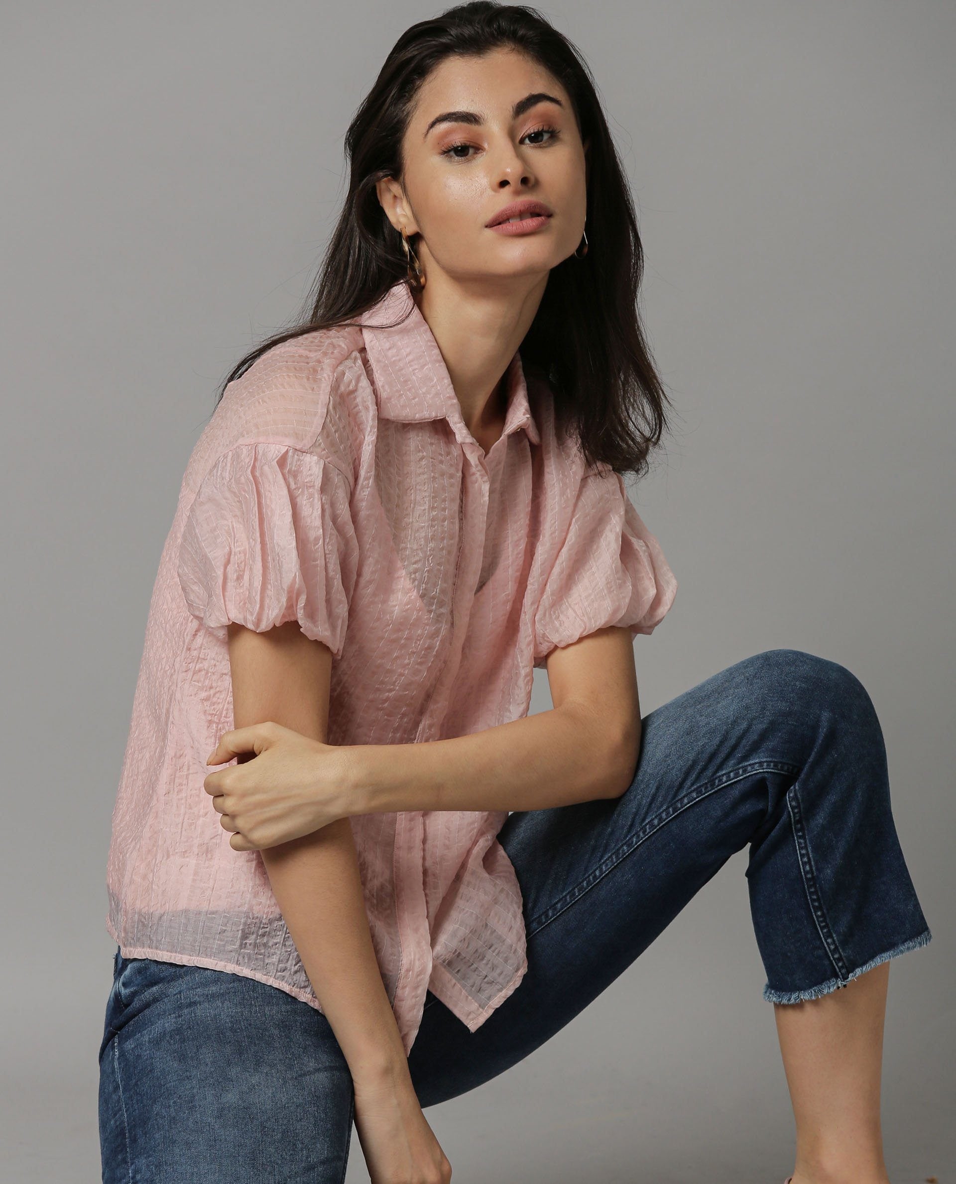 Rareism Women Highness Pink Top Short Sleeves