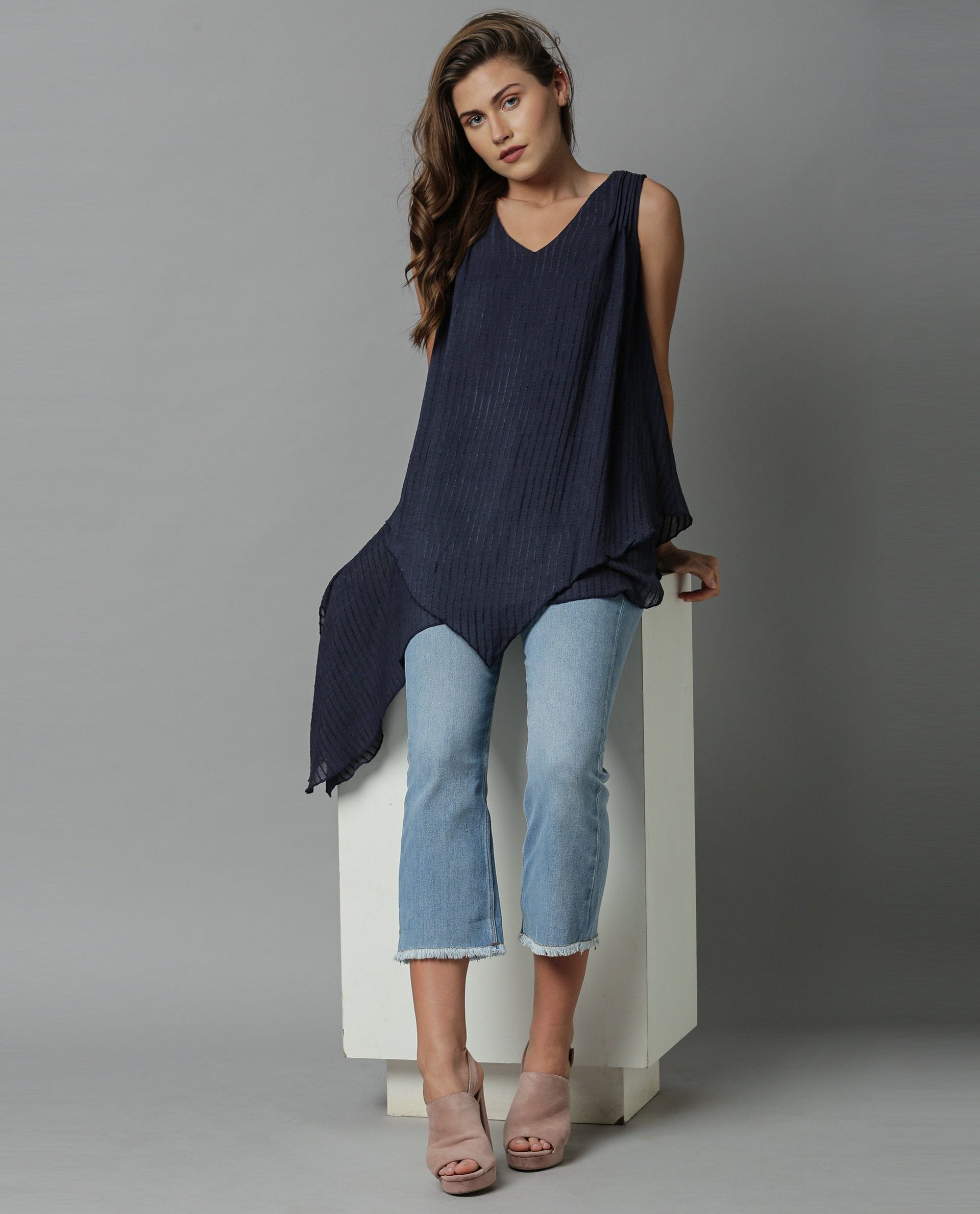 Rareism Women Cosmo Navy Top Sleeveless